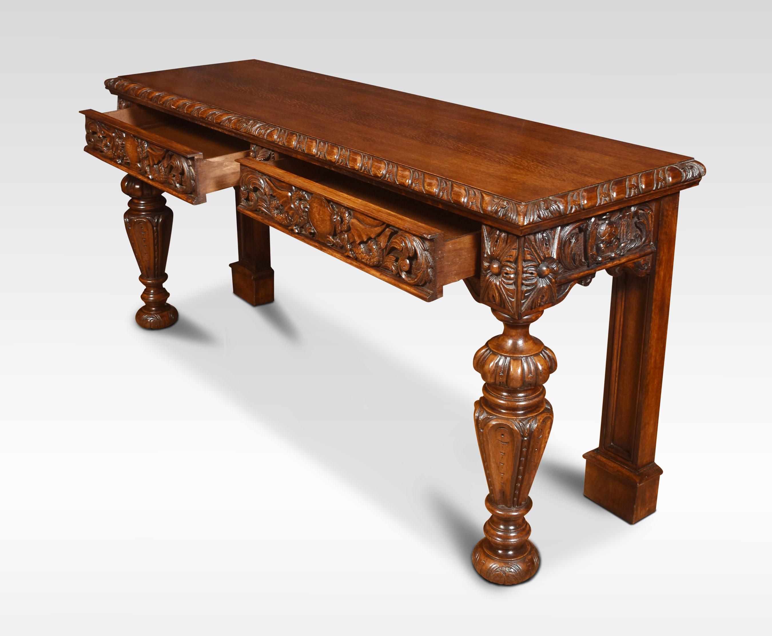 19th Century Large Carved Oak Console Table
