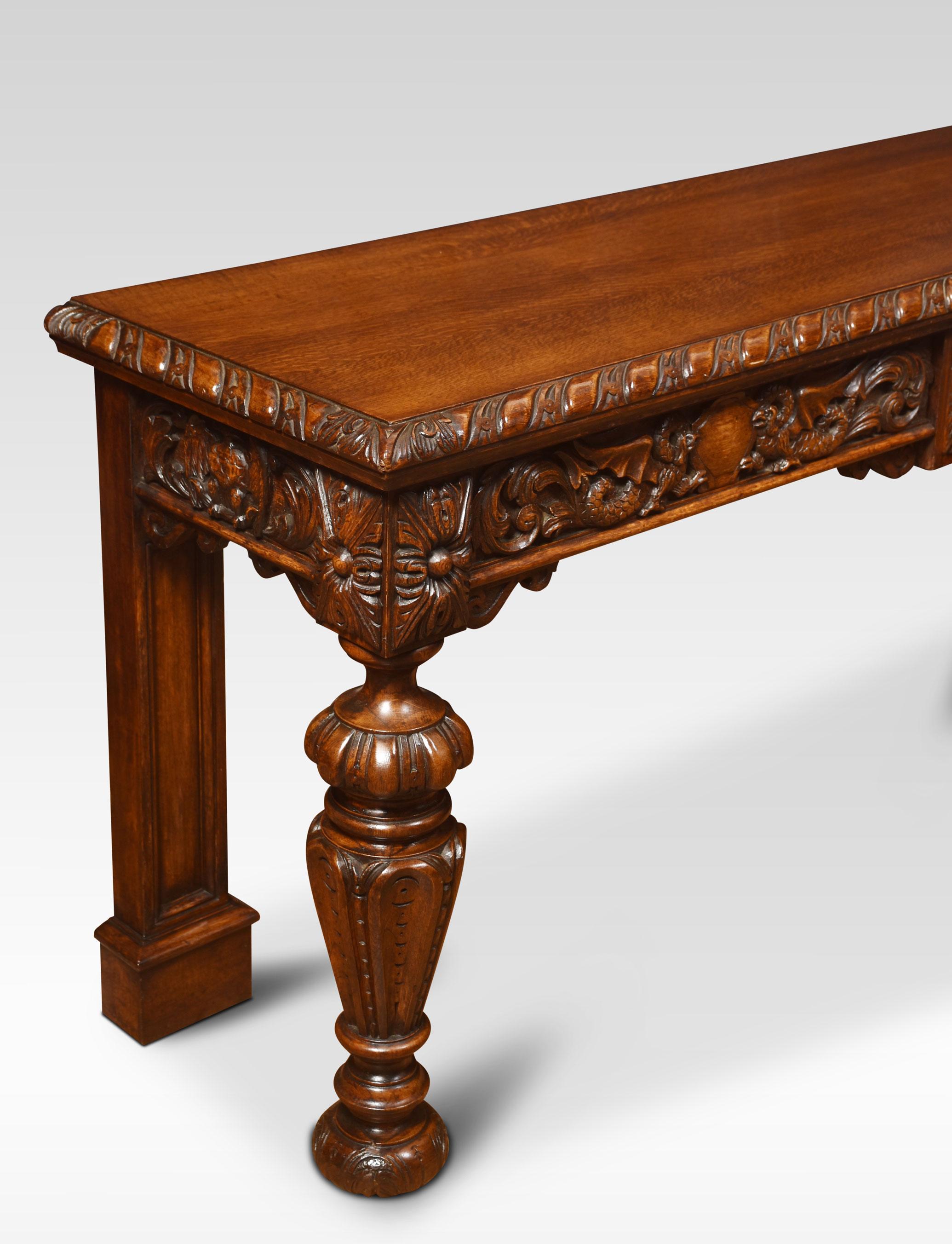 Large Carved Oak Console Table 2