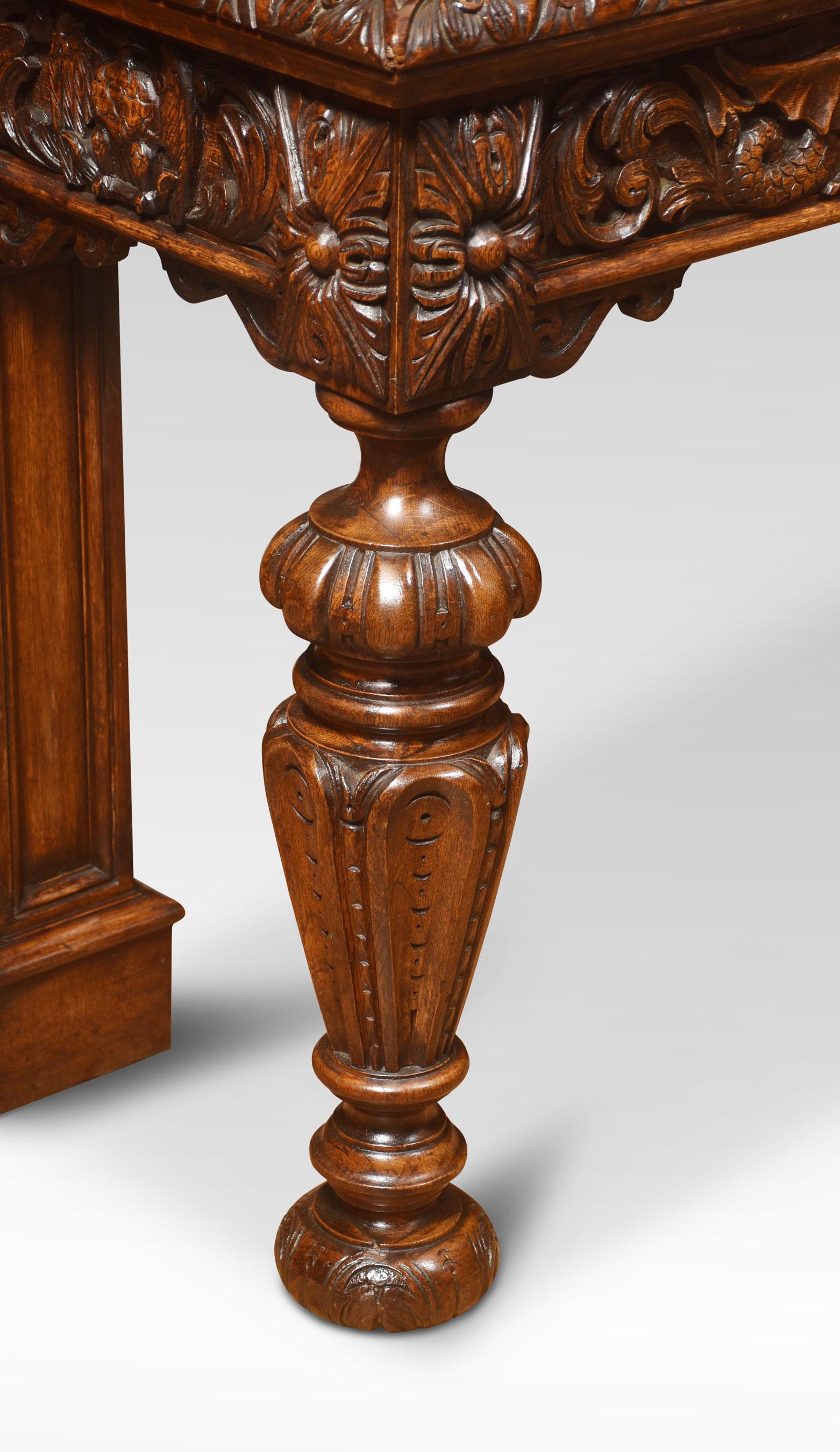 Large Carved Oak Console Table 3