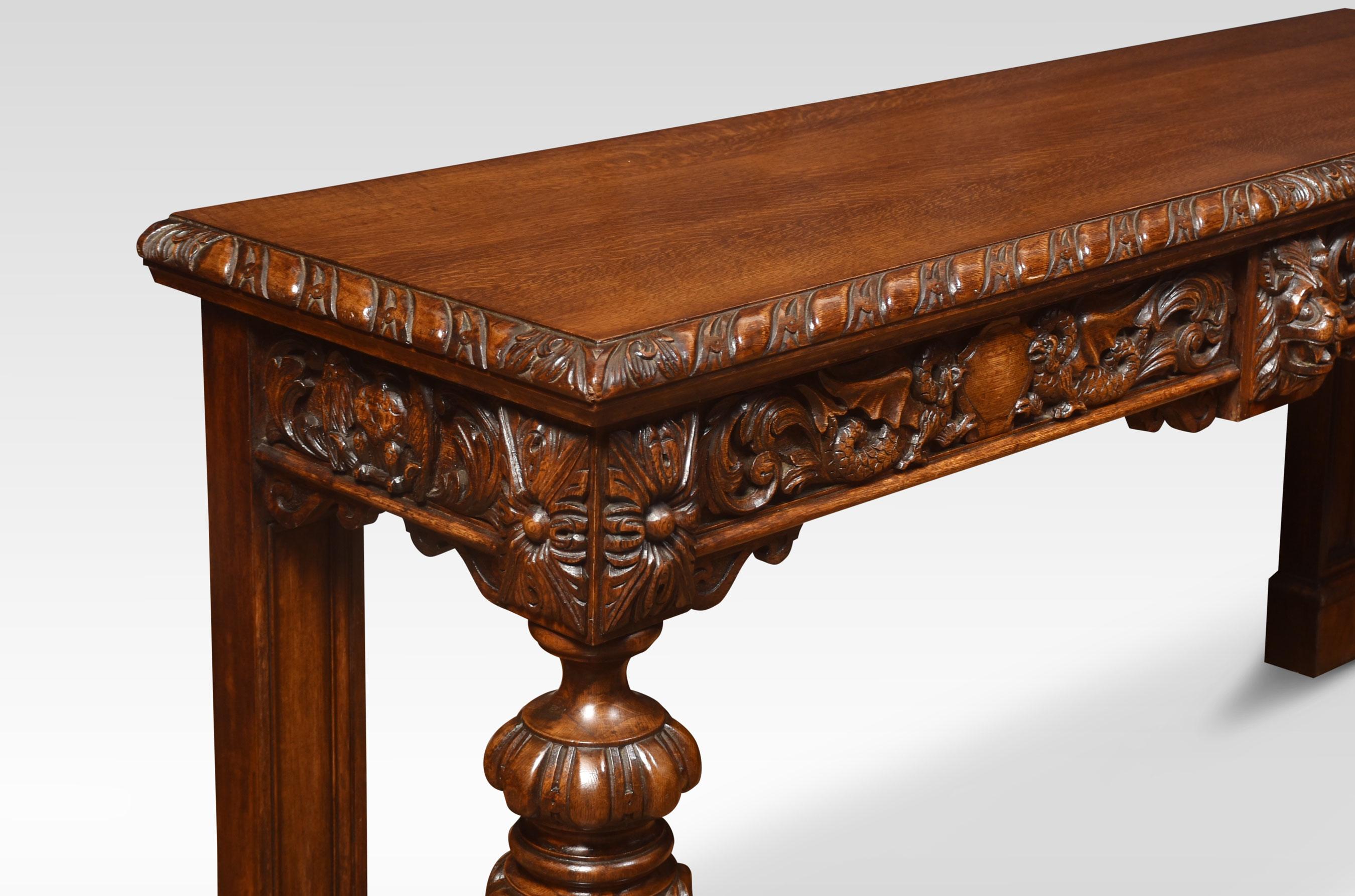 Large Carved Oak Console Table 4