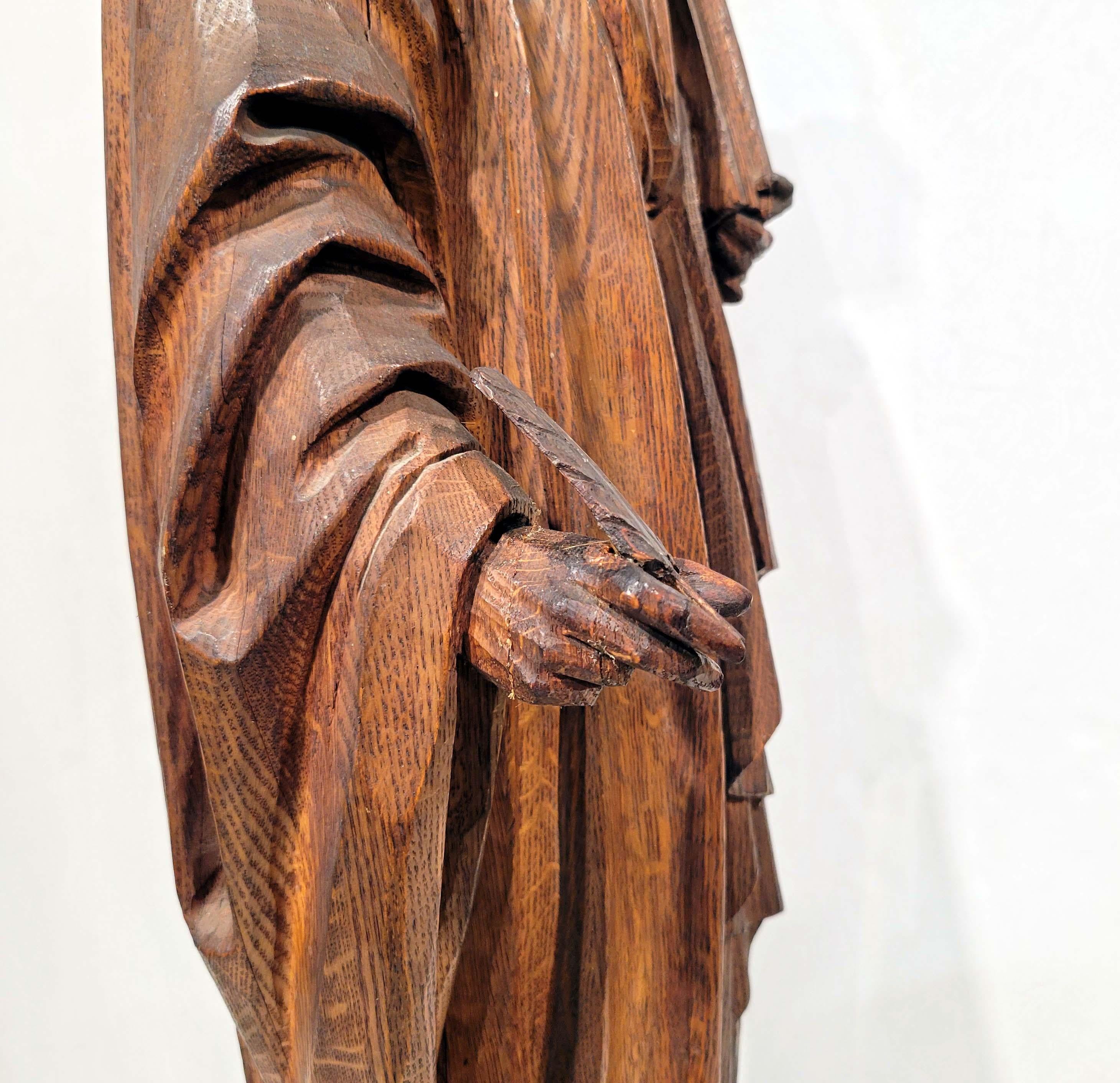 Large Carved Oak Figure of St. John Evangelist 19C 1