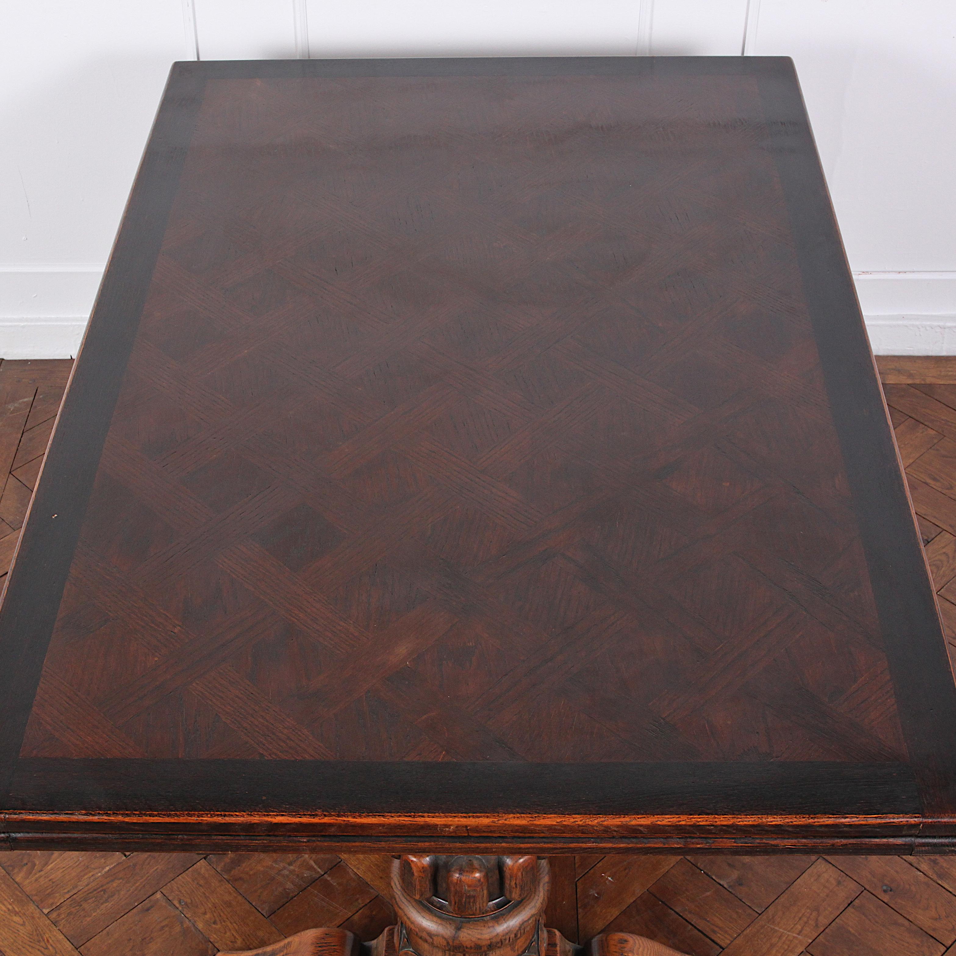 Large Carved Oak Flemish Draw-Leaf Table 1