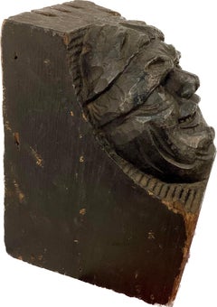 Large Carved Oak Grotesque Corbel