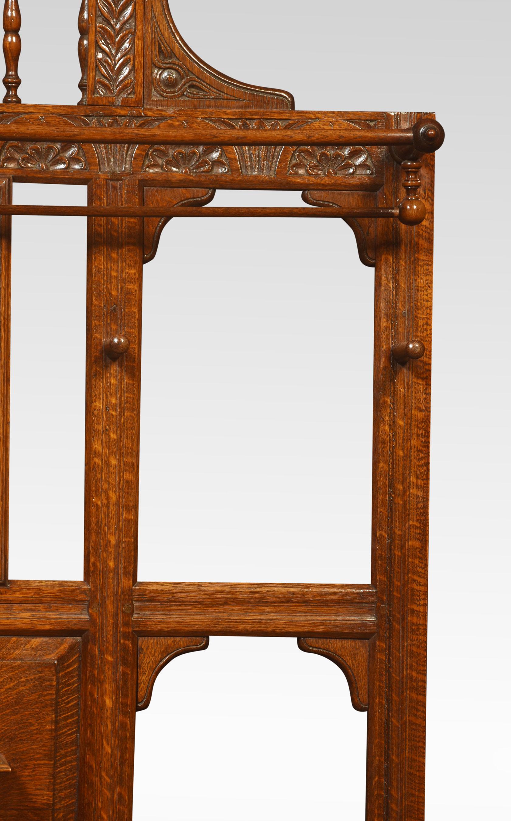 British Large Carved Oak Hall Stand For Sale