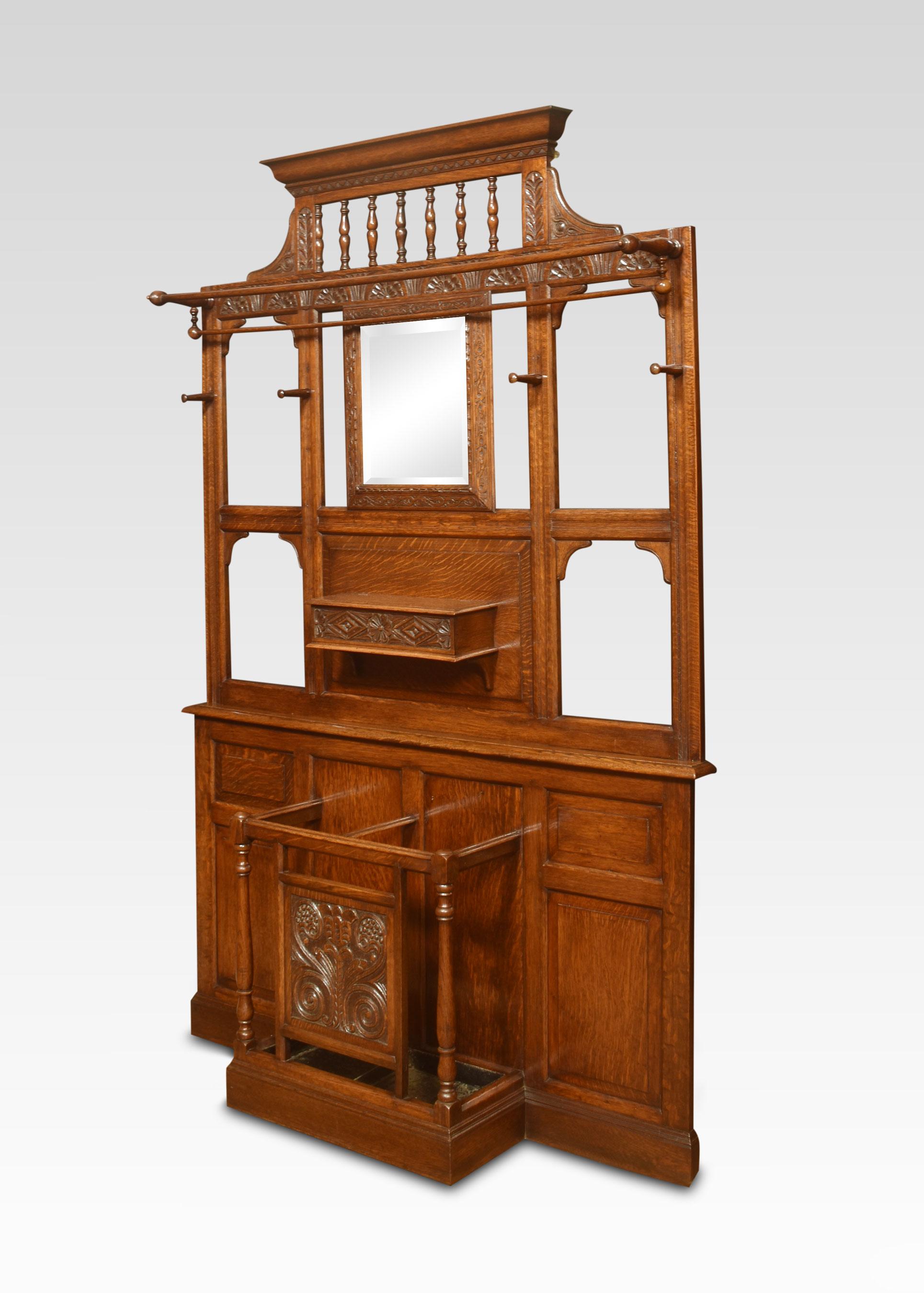 20th Century Large Carved Oak Hall Stand