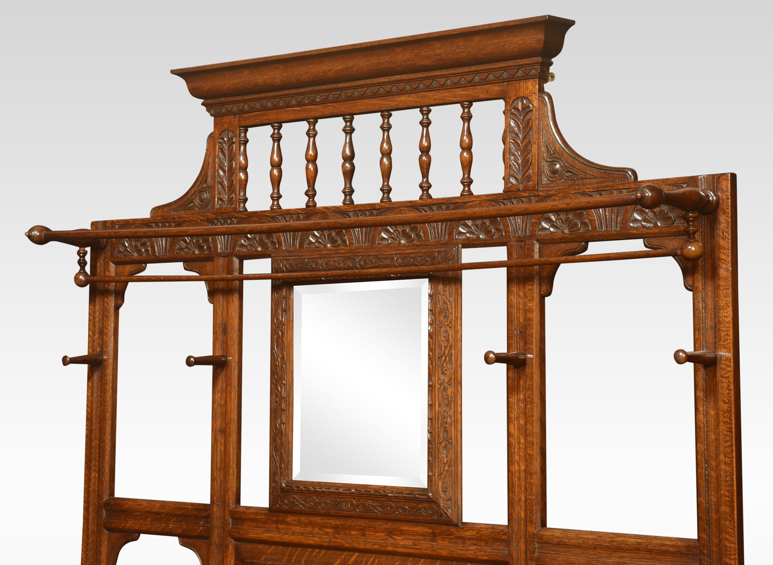 Large Carved Oak Hall Stand 1