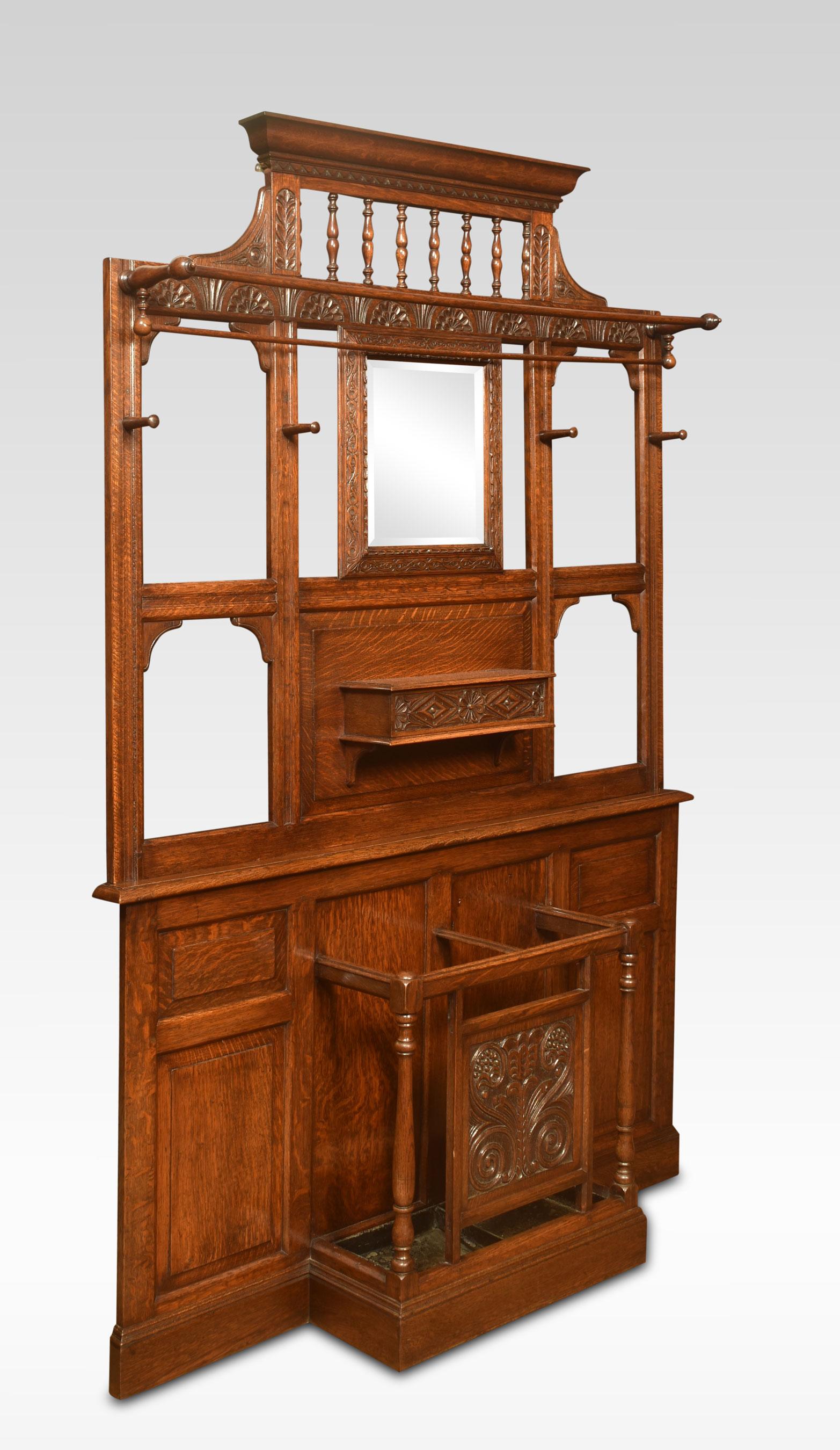Large Carved Oak Hall Stand 2