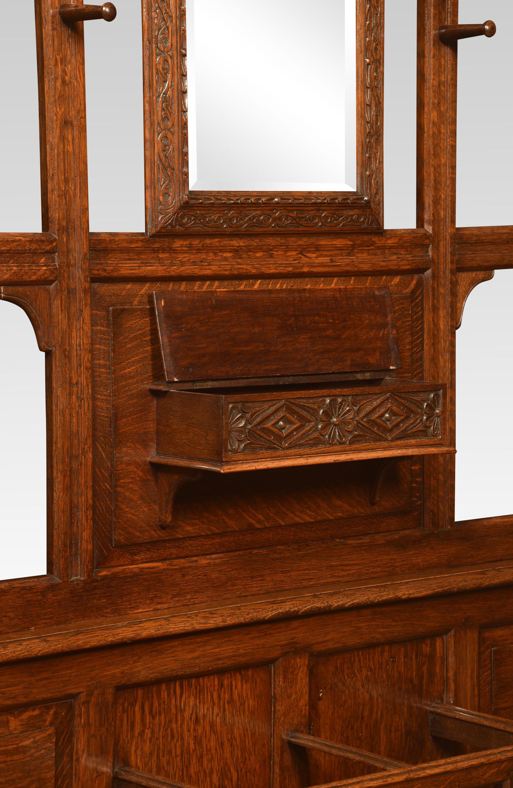 Large Carved Oak Hall Stand 3