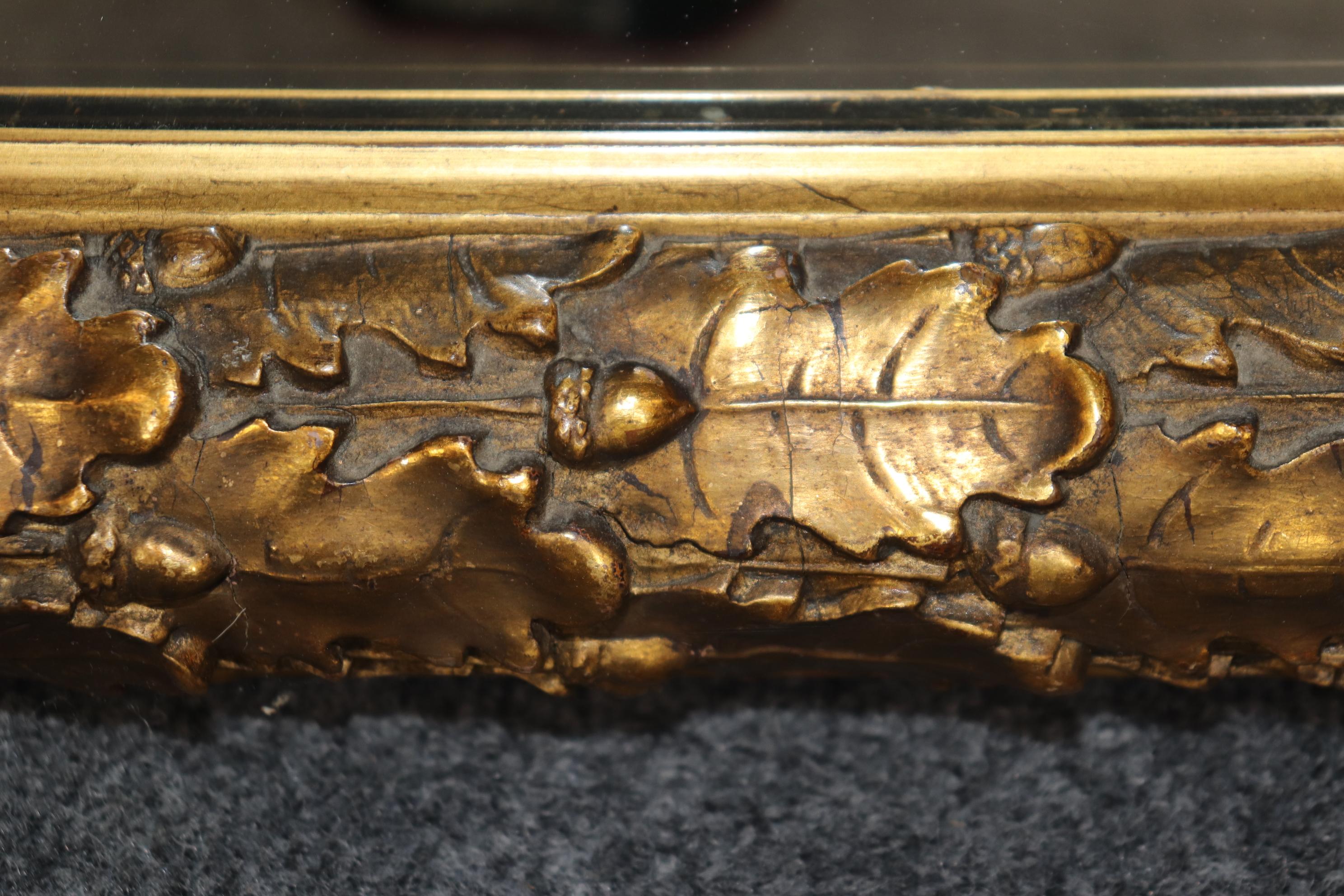 Late 19th Century Large  Carved Oak Leaf and Shell Motif Regency Style Carved Gold Gilt mirror