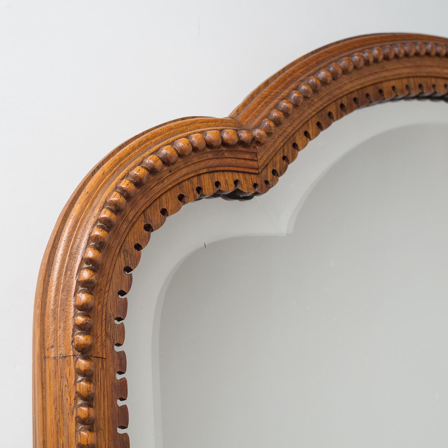 Arts and Crafts Large Carved Oak Mirror, Late 19th Century, Arts & Crafts