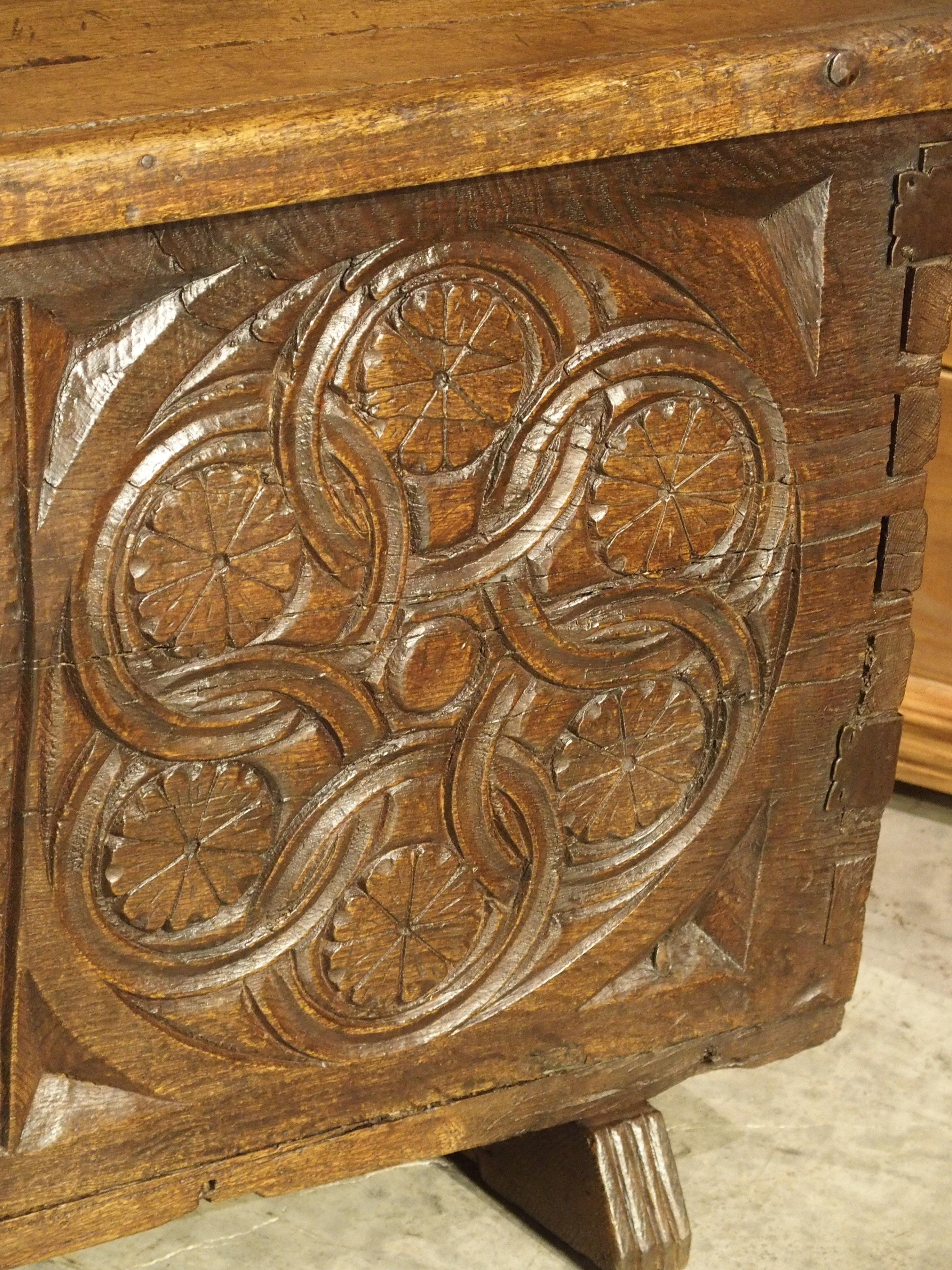 Large Carved Oak Plank Trunk from the Basque Country, circa 1650 6