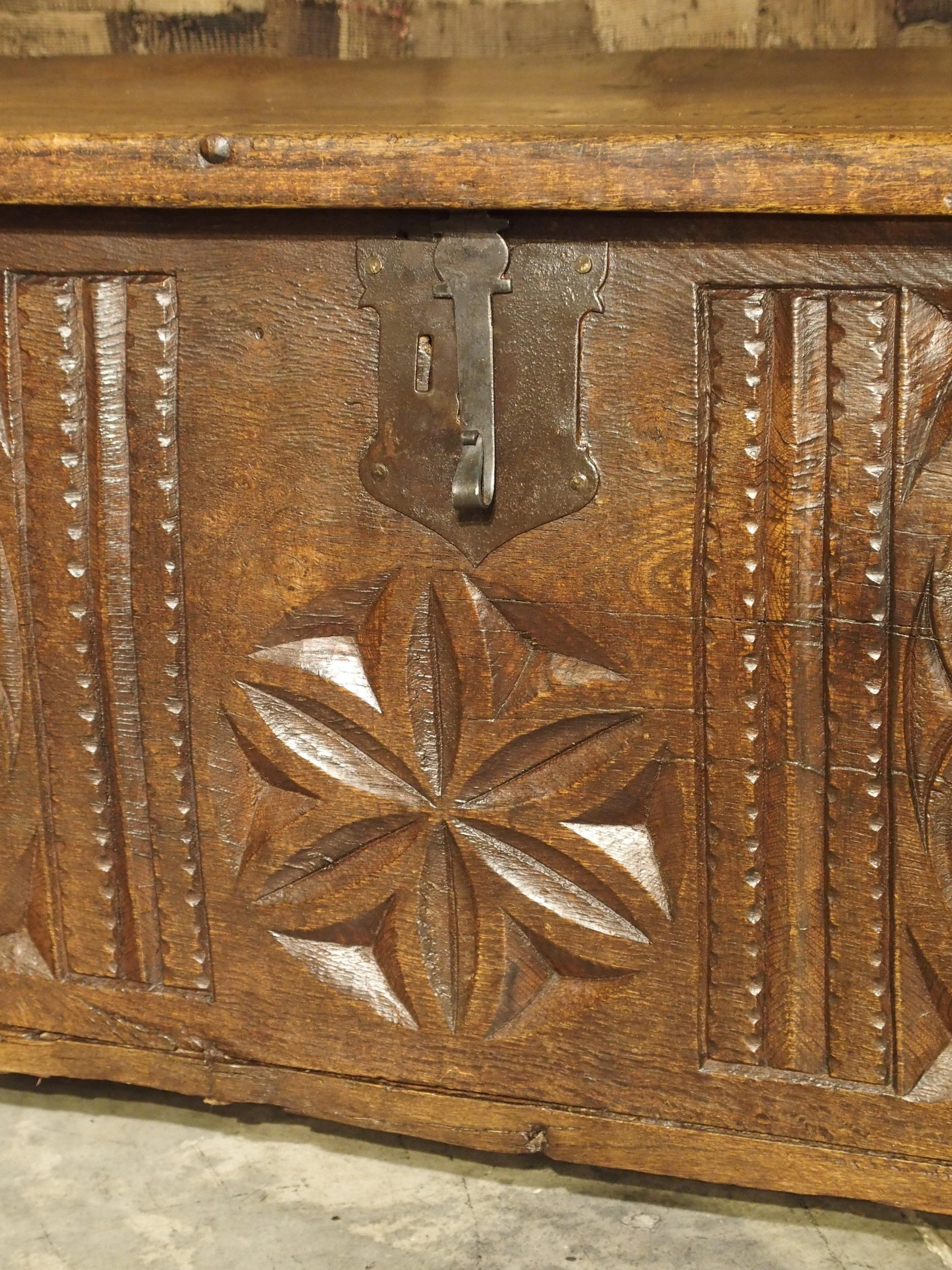 Large Carved Oak Plank Trunk from the Basque Country, circa 1650 9