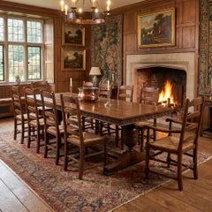 Large Carved Oak Refectory Dining Table