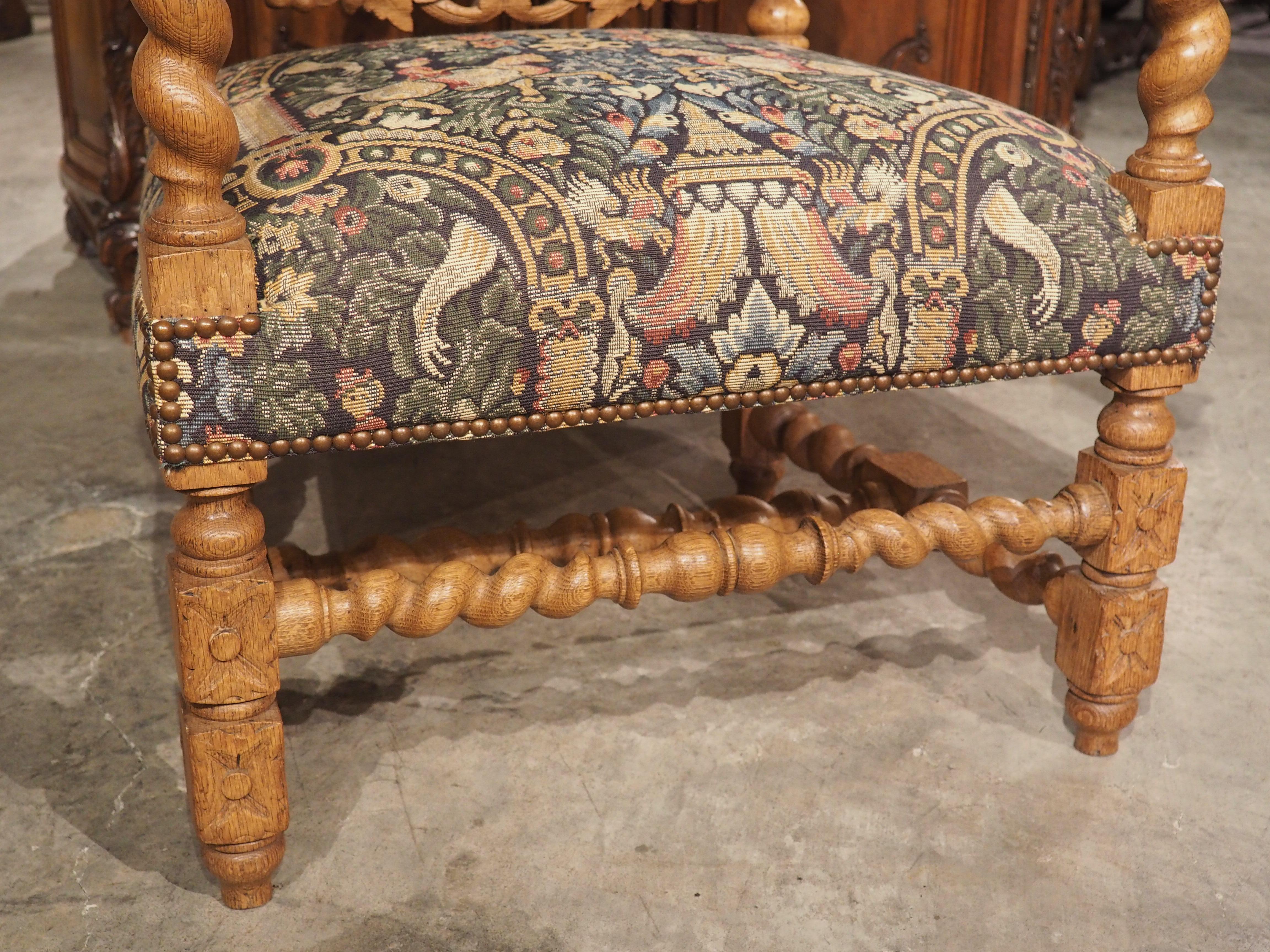 Large Carved Oak Renaissance Style Armchair from France, C. 1890 For Sale 3