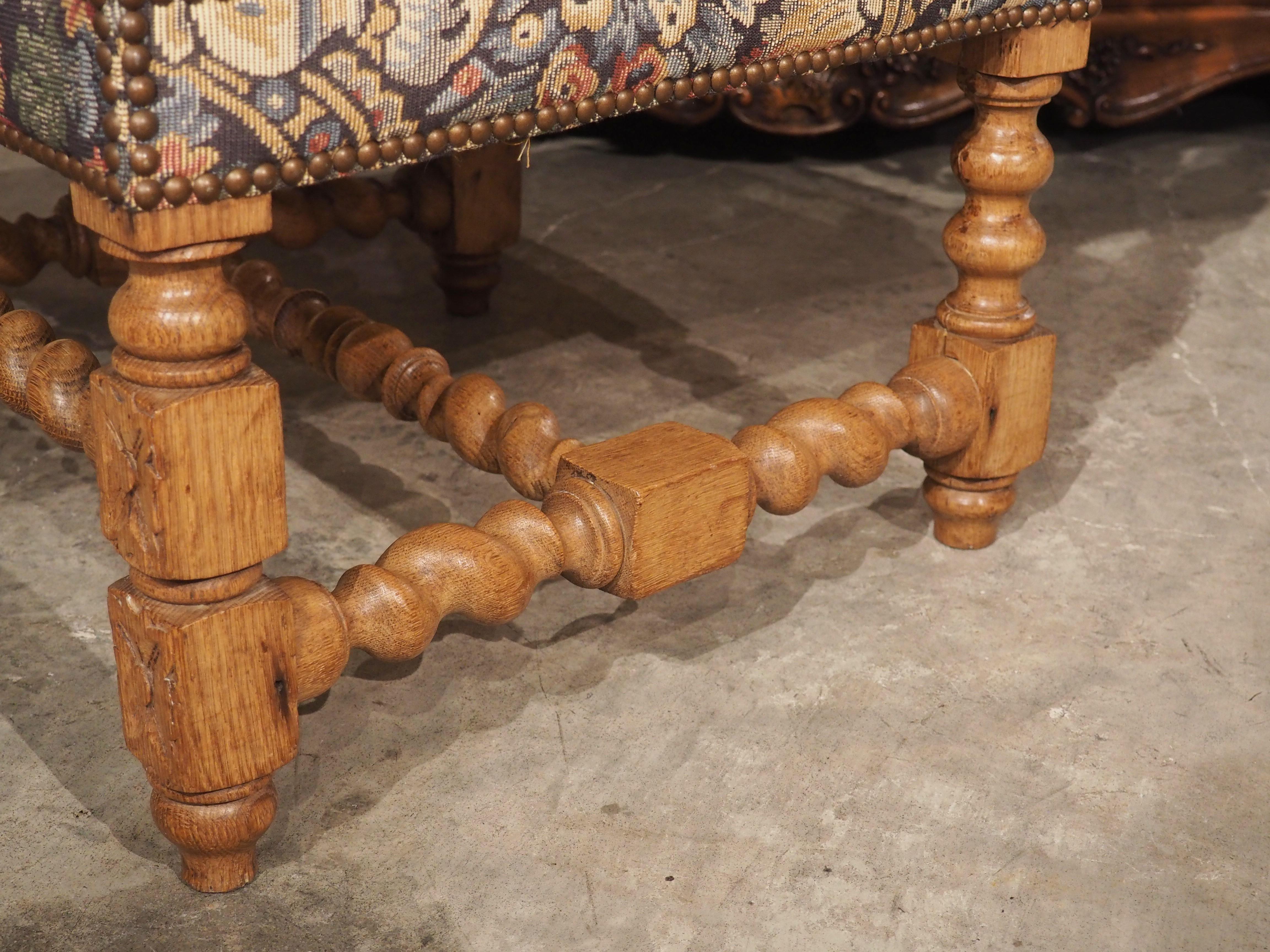 Large Carved Oak Renaissance Style Armchair from France, C. 1890 In Good Condition For Sale In Dallas, TX