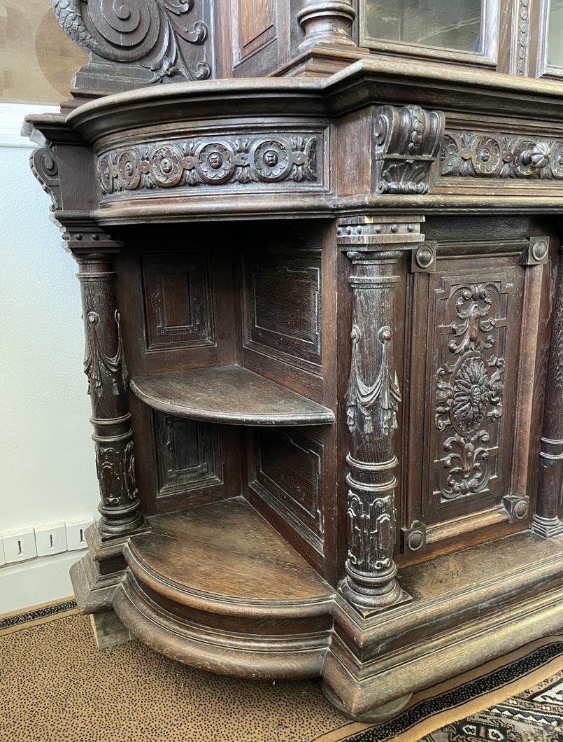 Large Carved Oak Sideboard, Napoleon III Style 1