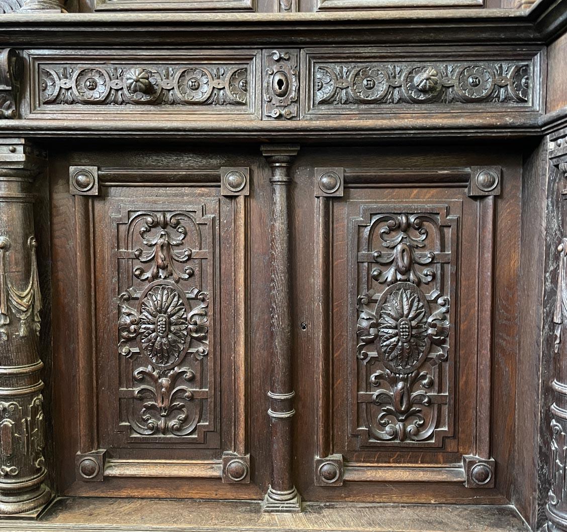 Large Carved Oak Sideboard, Napoleon III Style 2