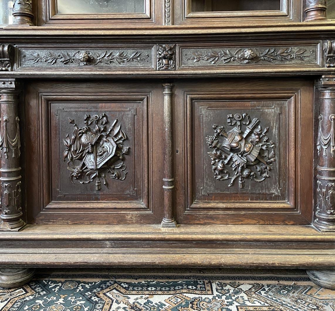 Large Carved Oak Sideboard, Napoleon III Style 3