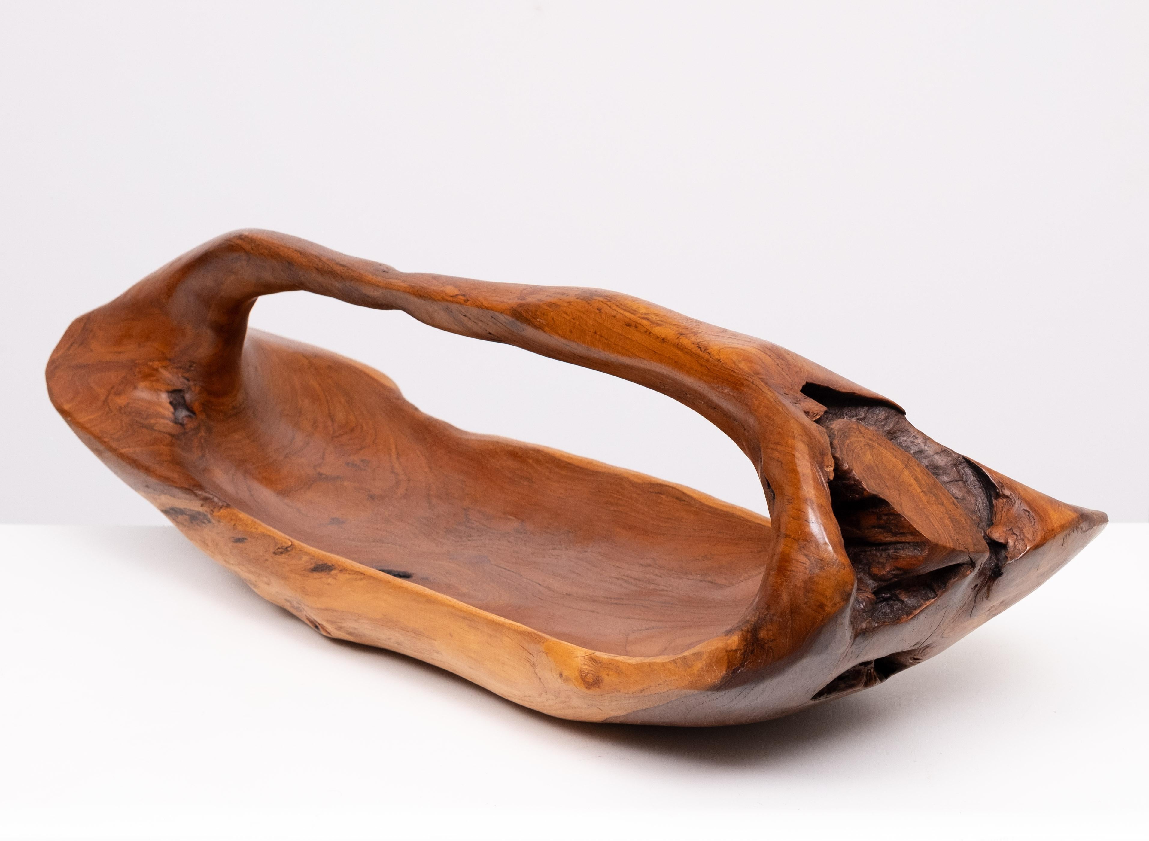 Grande cesto di frutta in Wood Wood intagliato   1970s in vendita 3