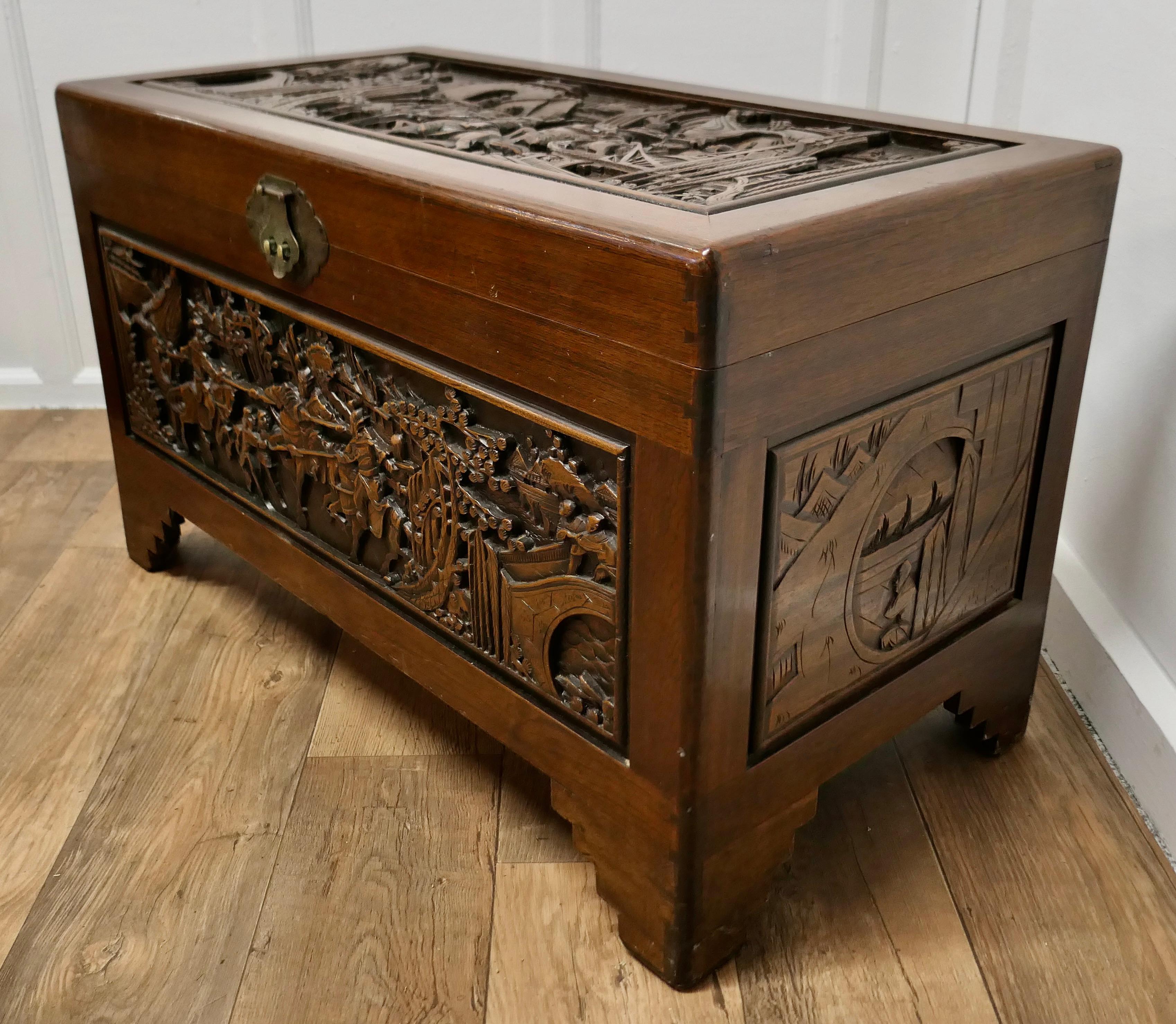 carved wooden chest