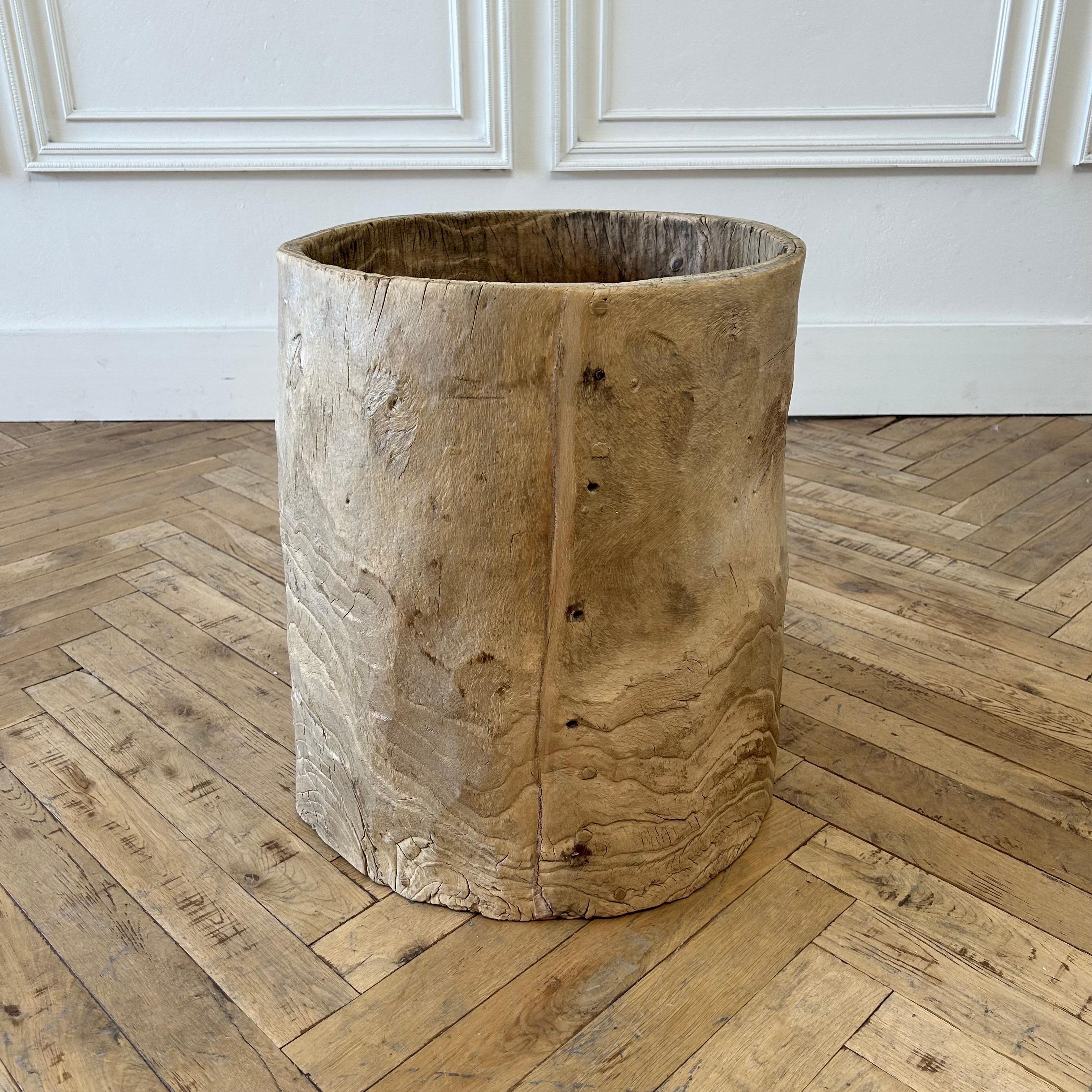 20th Century Large Carved Out Stump Decorative Planter