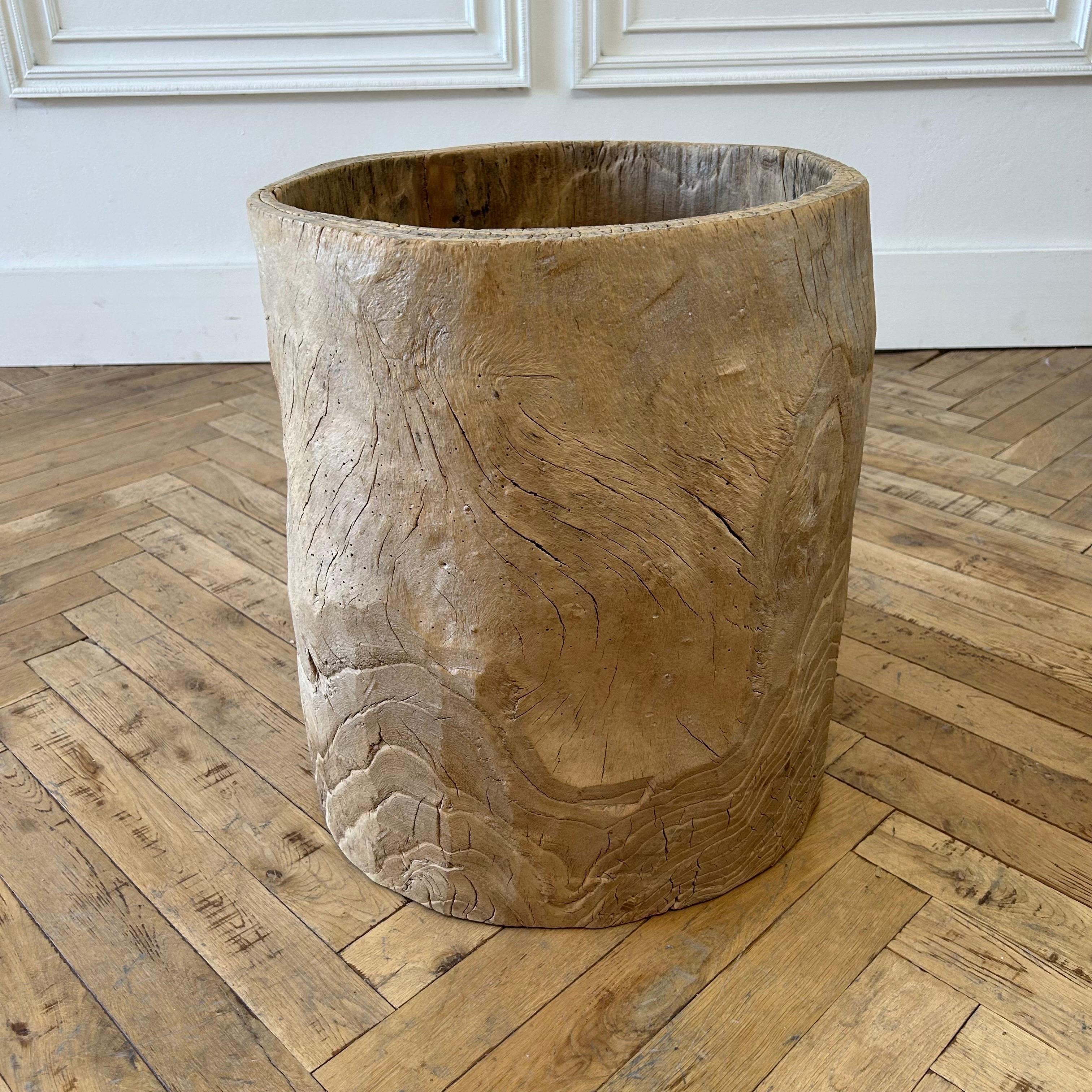 Large Carved Out Stump Decorative Planter 1