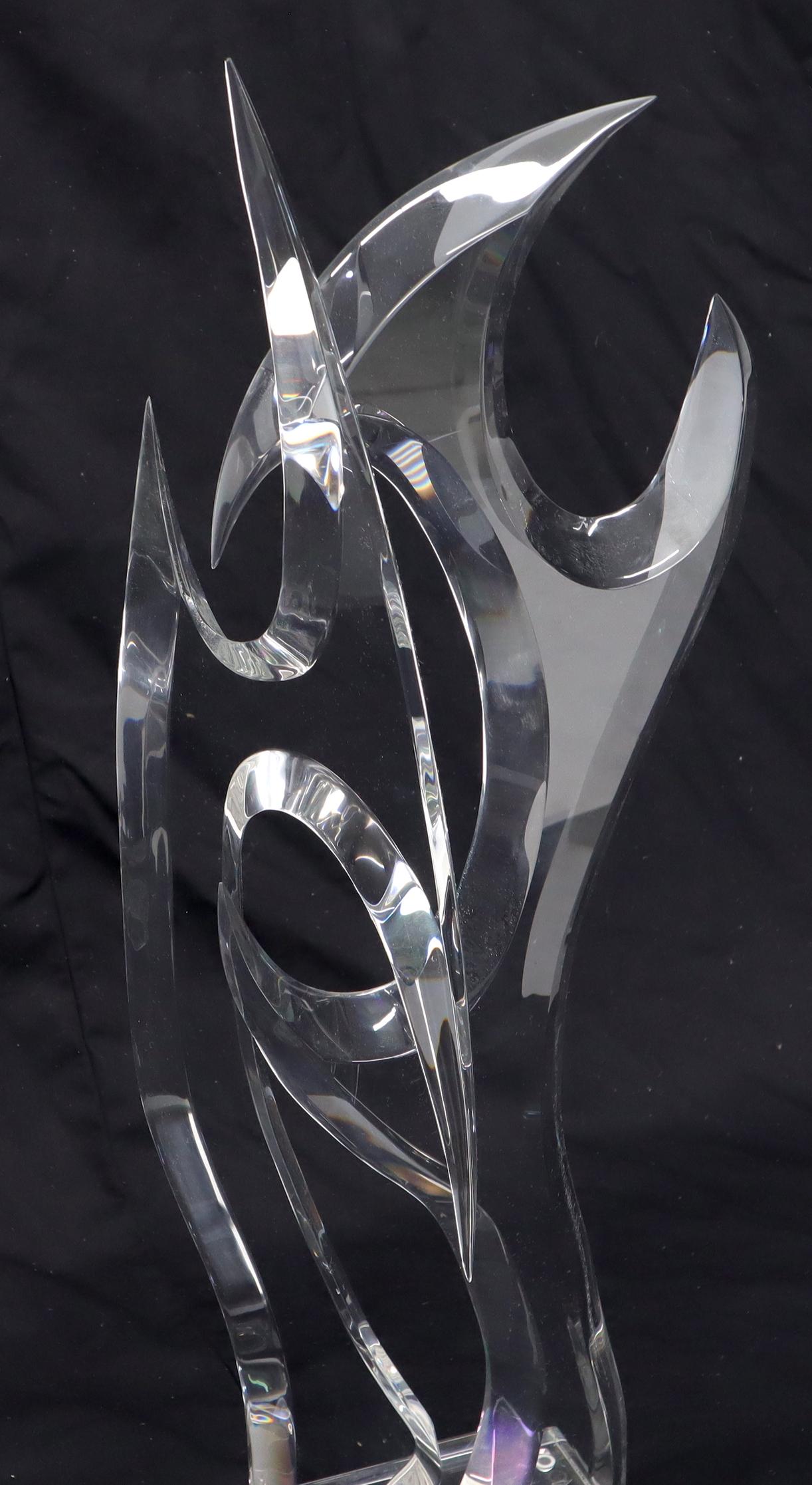 Large Carved and Polished Lucite Sculpture of Burning Fire Flame Hivo Van Teal 1
