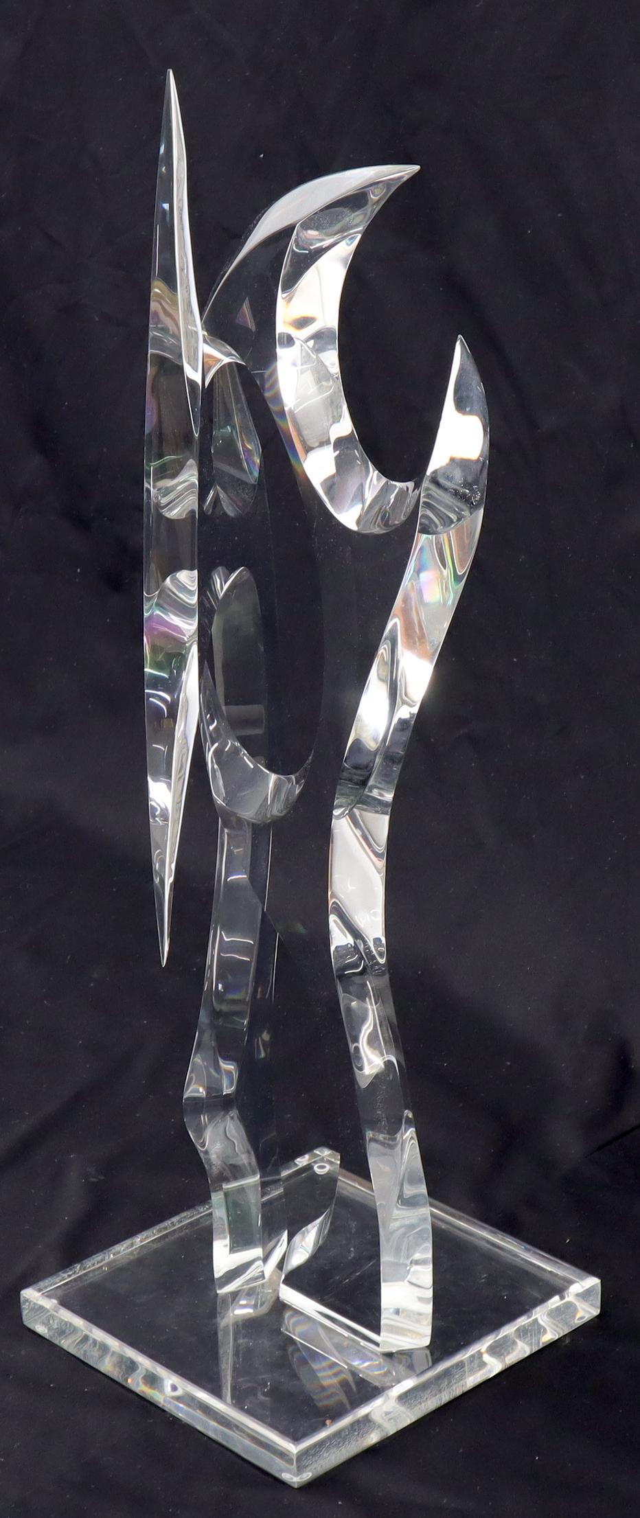 Large Carved and Polished Lucite Sculpture of Burning Fire Flame Hivo Van Teal 2