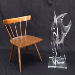 Large Carved and Polished Lucite Sculpture of Burning Fire Flame Hivo Van Teal
