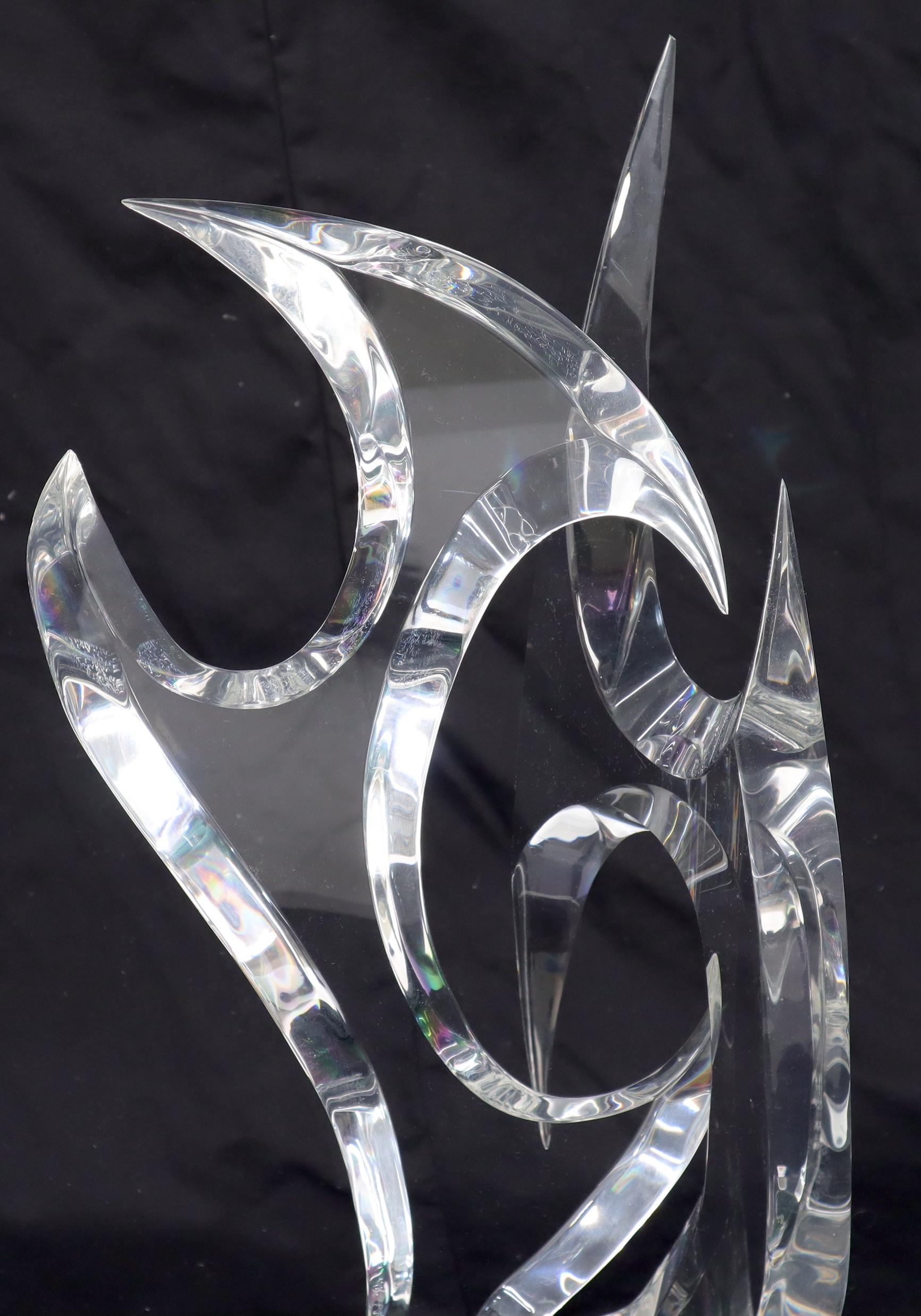 American Large Carved and Polished Lucite Sculpture of Burning Fire Flame Hivo Van Teal