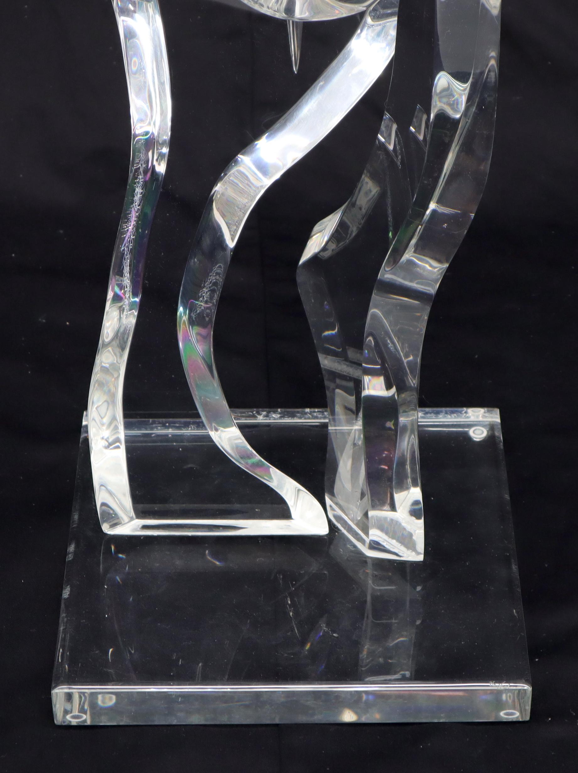 Large Carved and Polished Lucite Sculpture of Burning Fire Flame Hivo Van Teal In Good Condition In Rockaway, NJ
