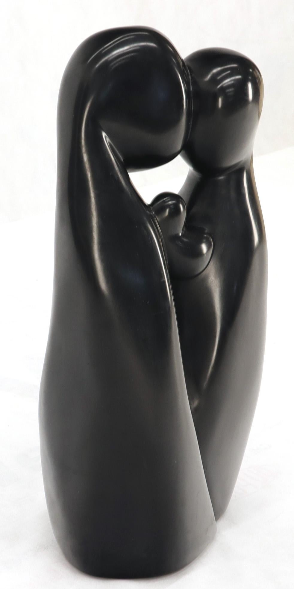 Mid-Century Modern Large Carved and Polished Onyx Sculpture of Mother and Daughter Theme For Sale