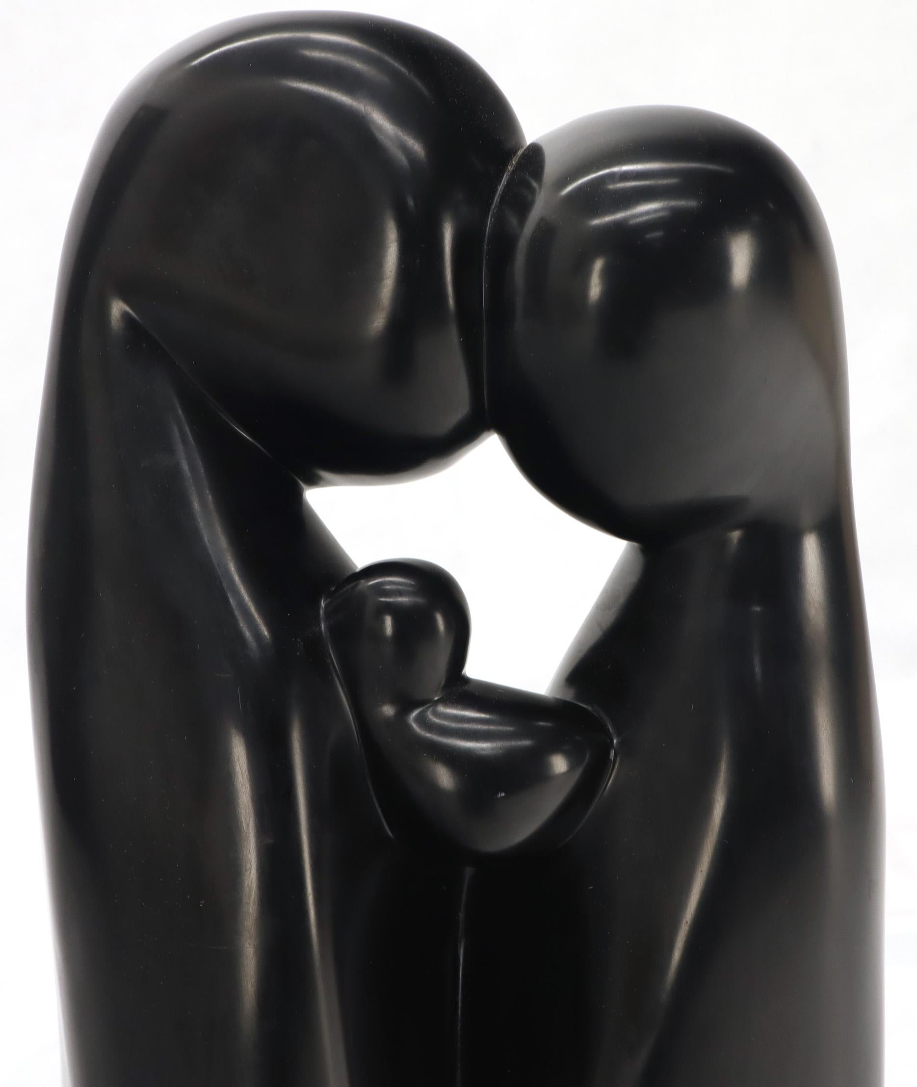Unknown Large Carved and Polished Onyx Sculpture of Mother and Daughter Theme For Sale
