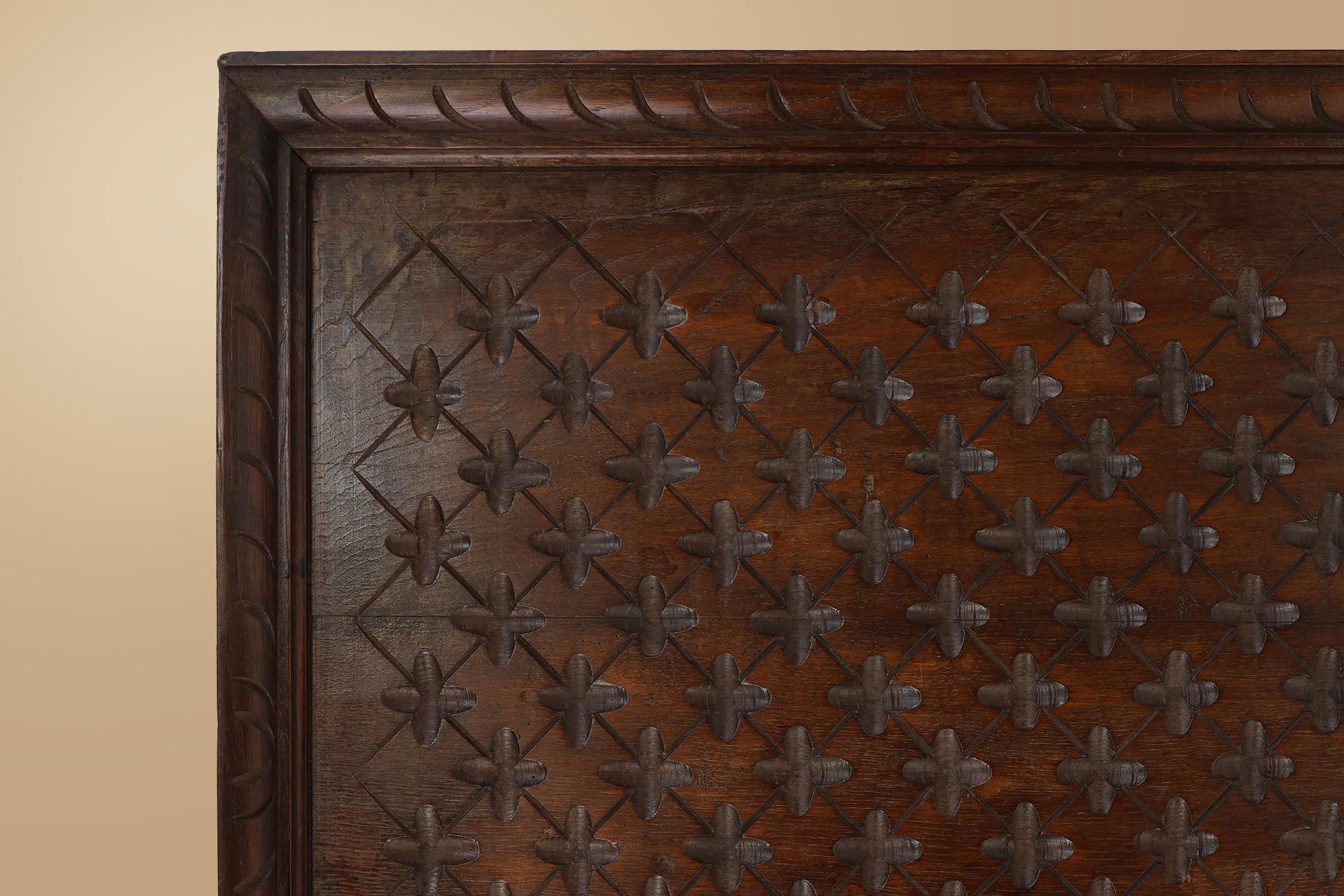 Gothic Revival Large carved Portugees Neo-Gothic oak wall panel, 1850s For Sale