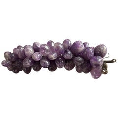 Large Carved purple Amethyst Grape Clusters Sculpture decoration Italy, 1960s