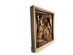 Large Carved Relief Depicting the Annunciation Archangel Gabriel and Virgin Mary
