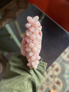 Large Carved Rose Quartz Grape Clusters Sculpture decoration Italy, 1960s