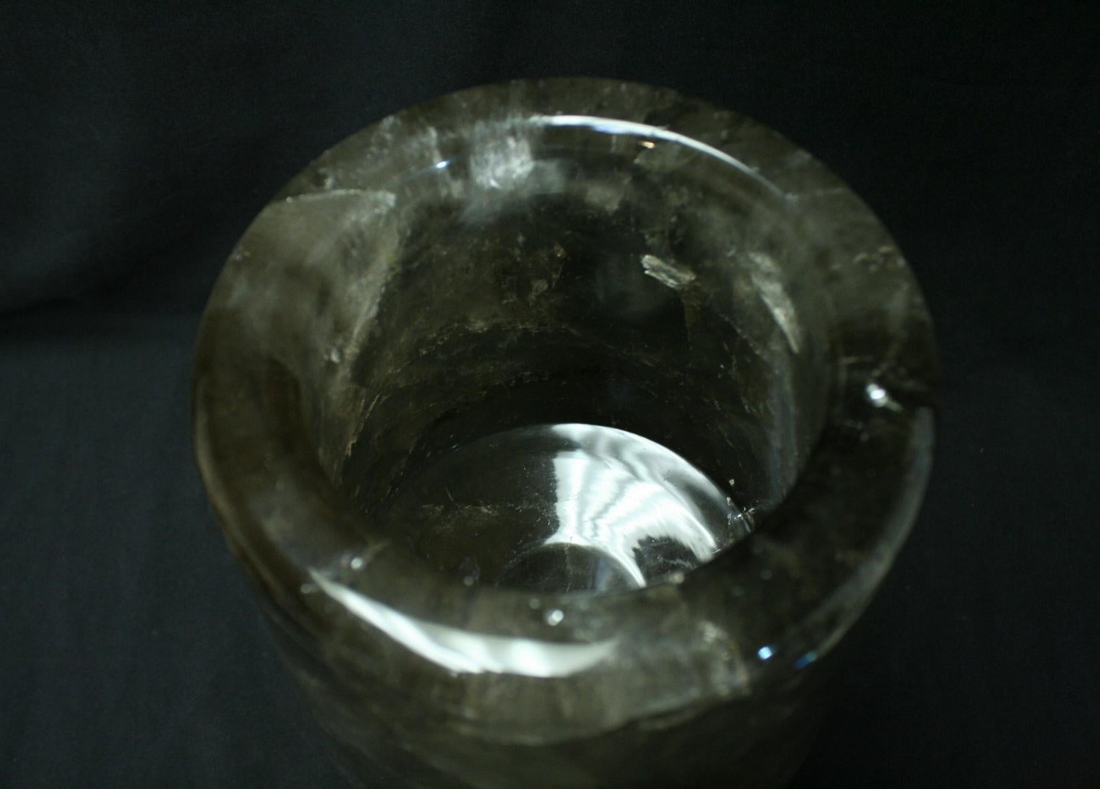 Large Carved Smokey Rock Crystal Urn Centerpiece 1