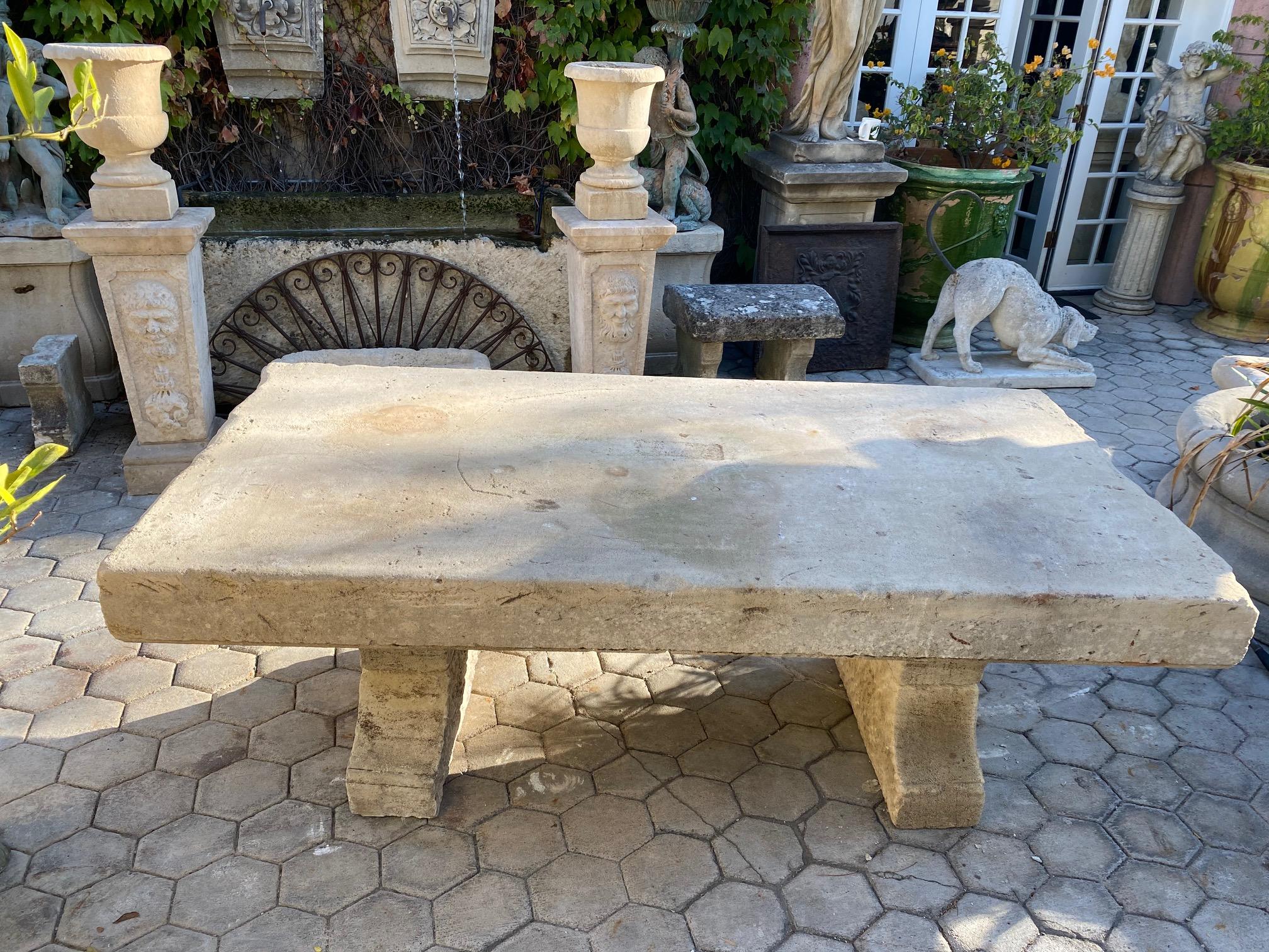 Large Carved Stone Antique Garden Outdoor Indoor Dining Coffee Table Farm Rustic 8