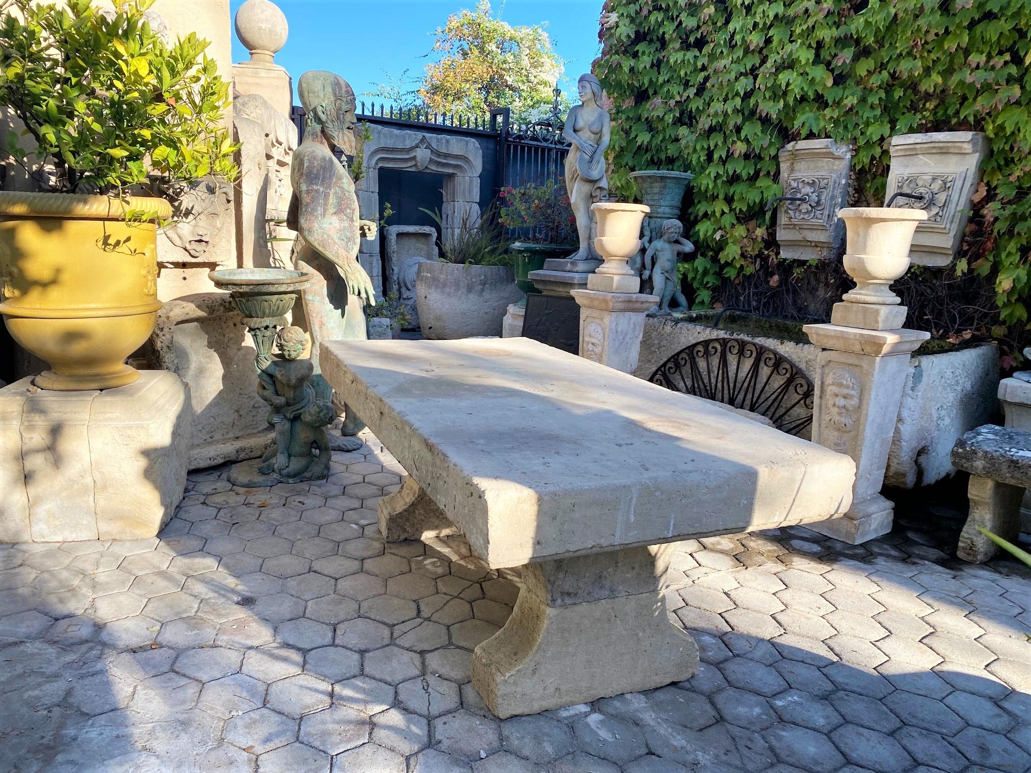 Large Carved Stone Antique Garden Outdoor Indoor Dining Coffee Table Farm Rustic 10