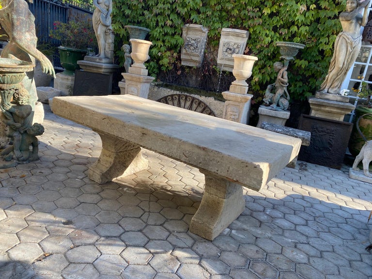 Large Carved Stone Antique Garden Outdoor Indoor Dining Coffee Table Farm  Rustic For Sale at 1stDibs