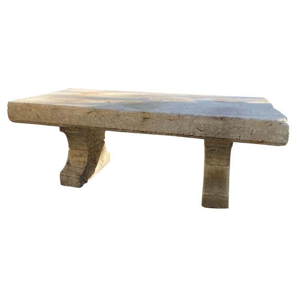 Large Carved Stone Antique Garden Outdoor Indoor Dining Coffee Table ...