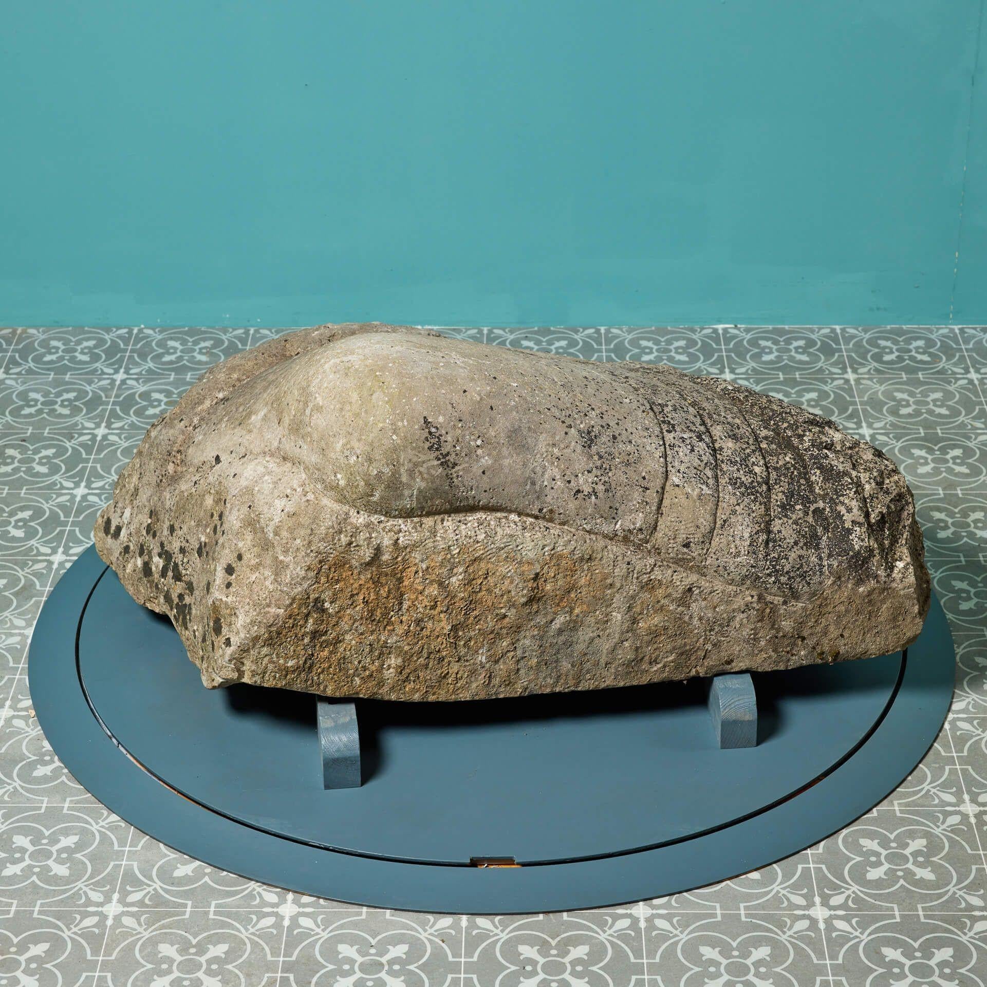 Mid-Century Modern Large Carved Stone Clam Shell Sculpture For Sale