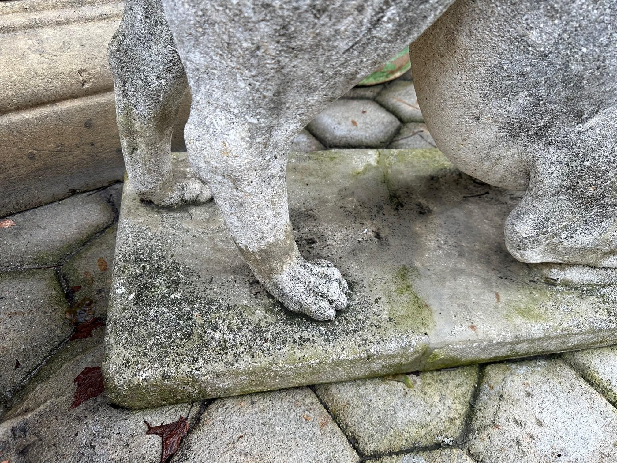 Paire de figurines en pierre sculptée de chiens de chasse Jardin Statues anciennes Amoureux des animaux en vente 7