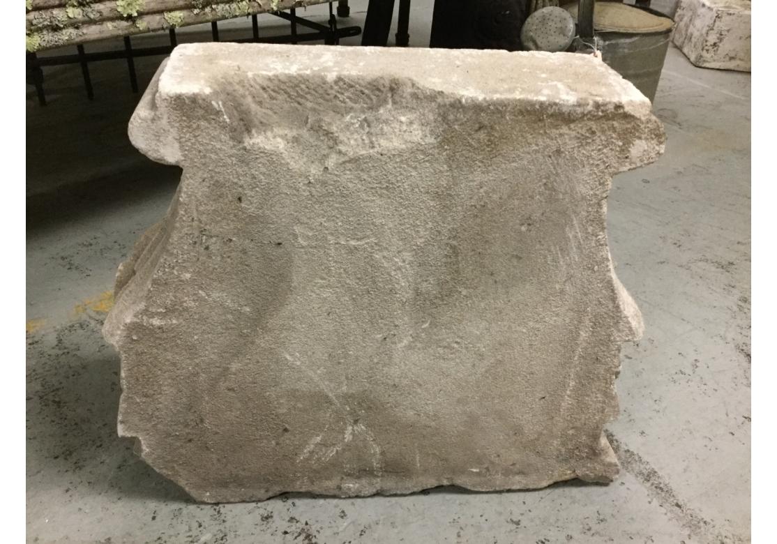 Large Carved Stone Garden Capital In Distressed Condition For Sale In Bridgeport, CT