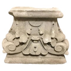 Large Carved Stone Garden Capital