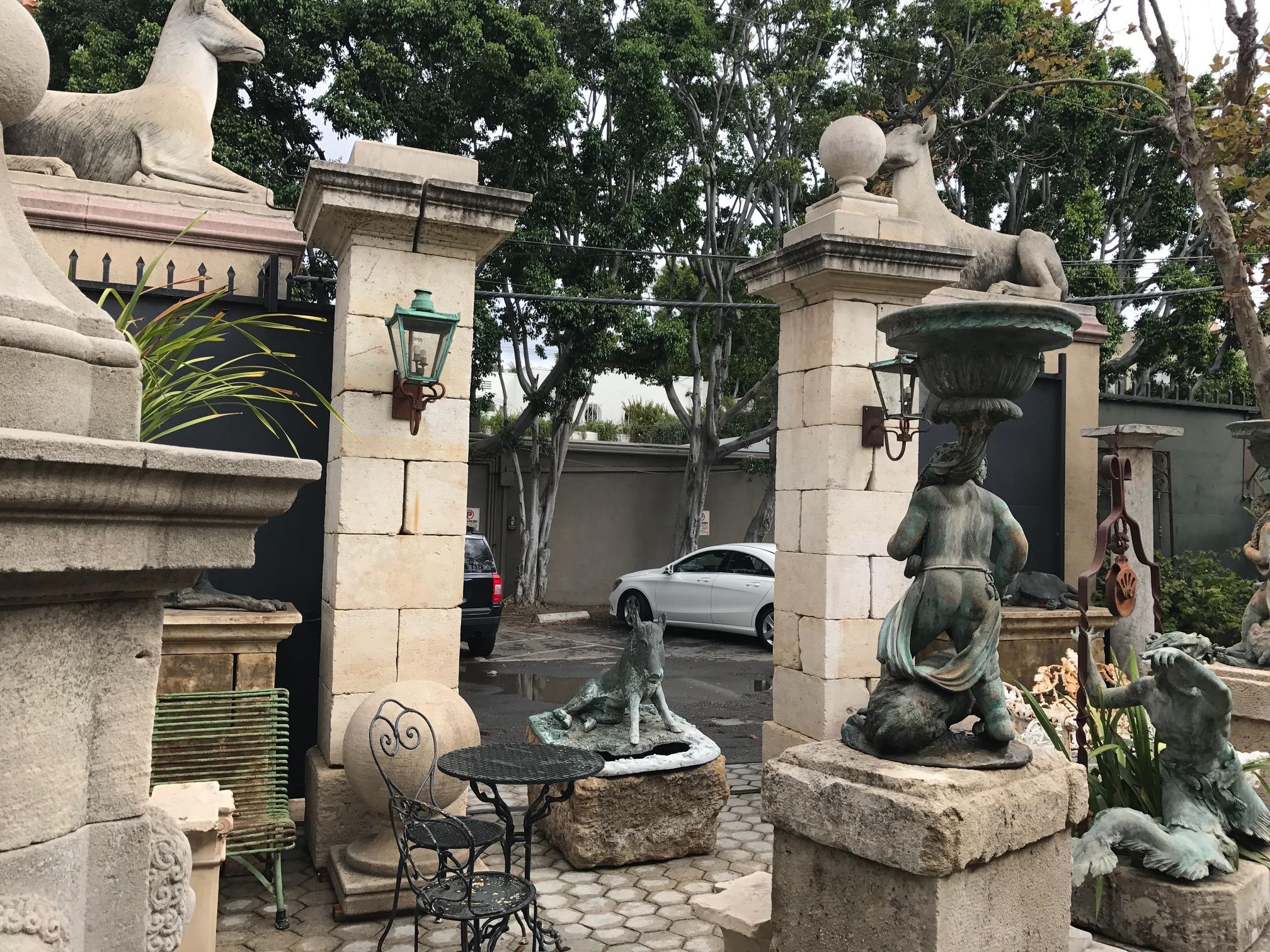 Large Carved Stone Gate Pier pillar Sphere Ball Finial on pedestal base Antiques For Sale 3