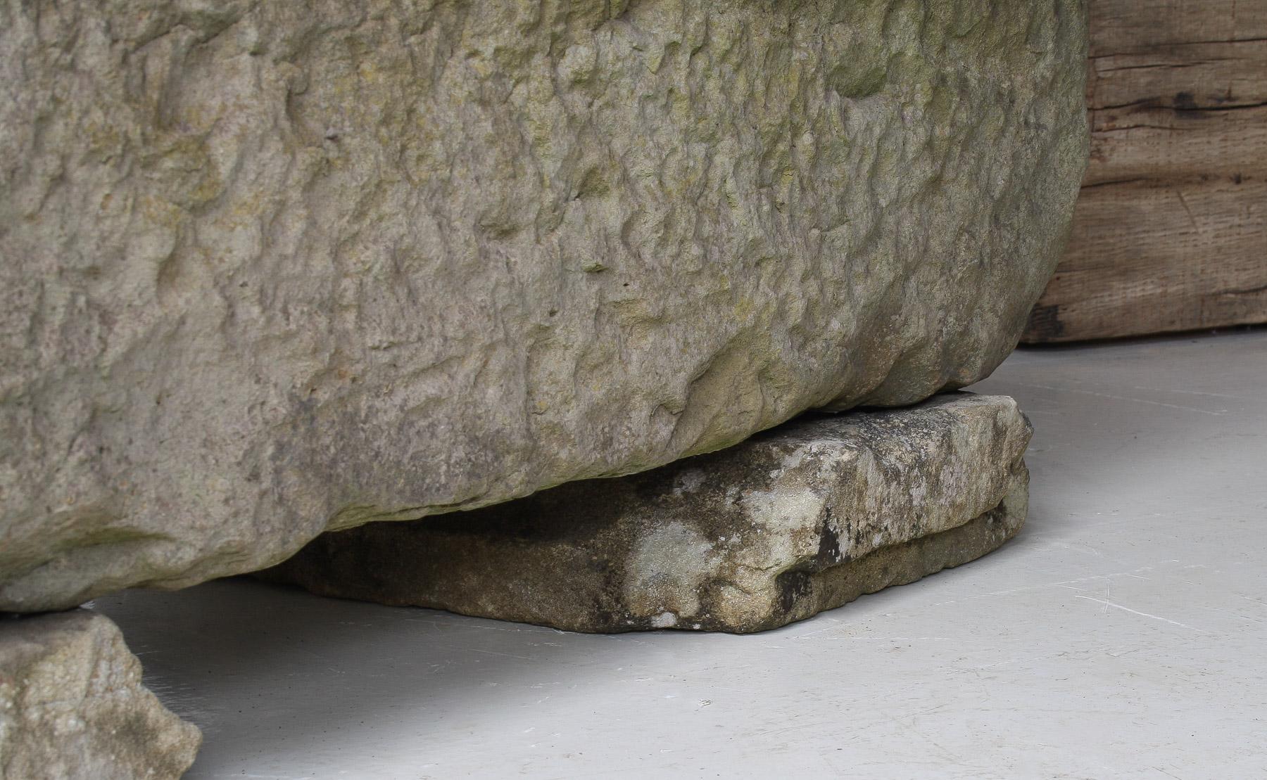Large Carved Stone Rectangular Trough English Garden Feature Planter on Pedestal For Sale 7