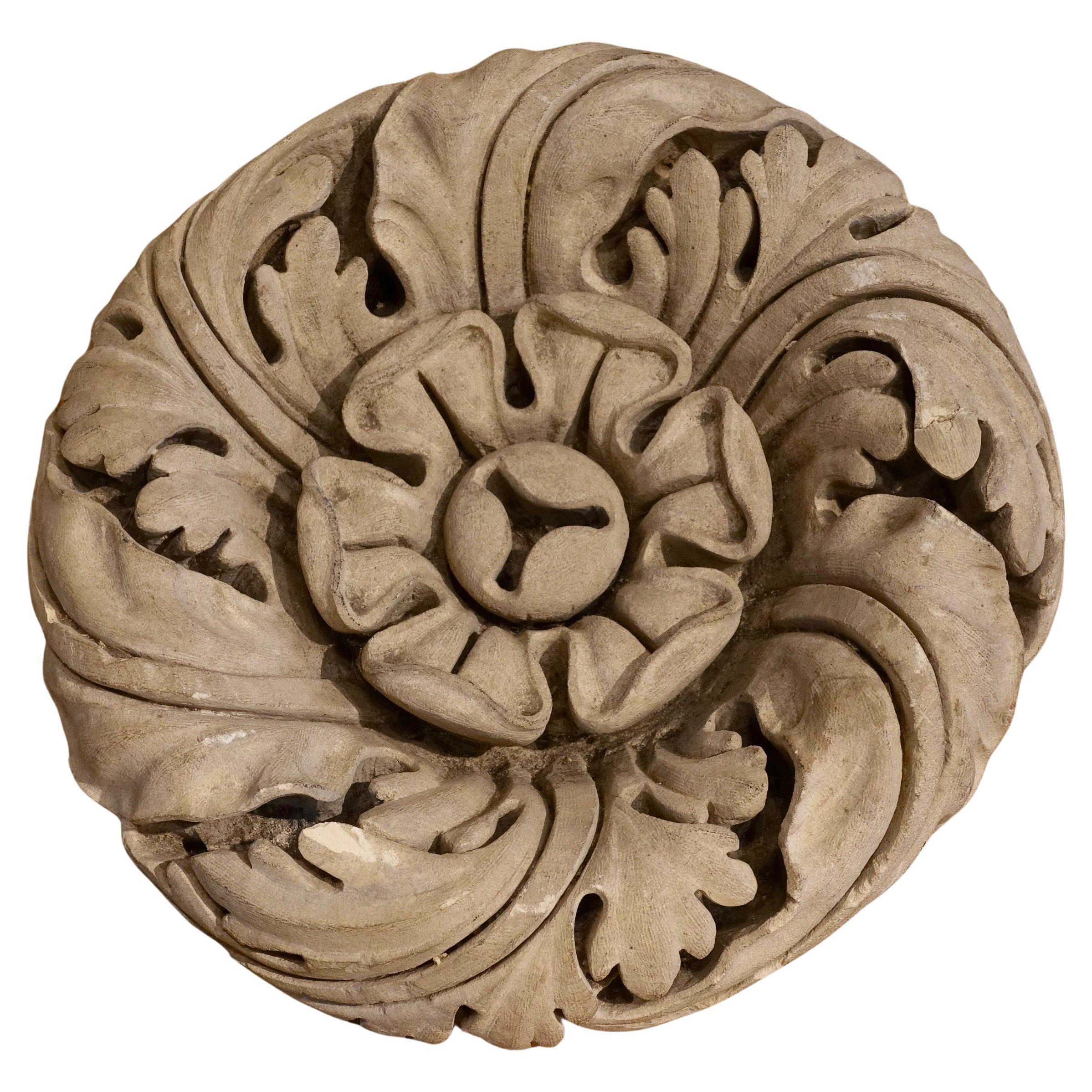 Large carved stone rosette - 18th century For Sale