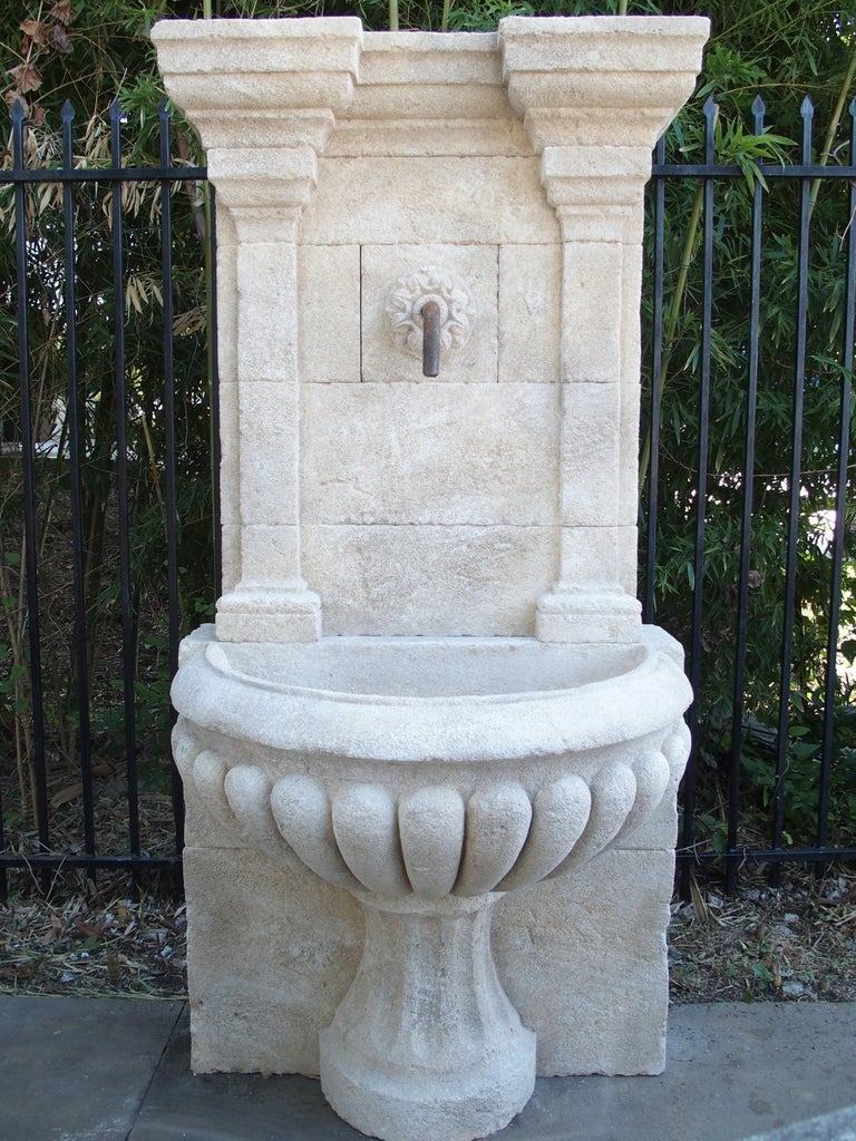 Large Carved Stone Wall Fountain from France For Sale at 1stdibs